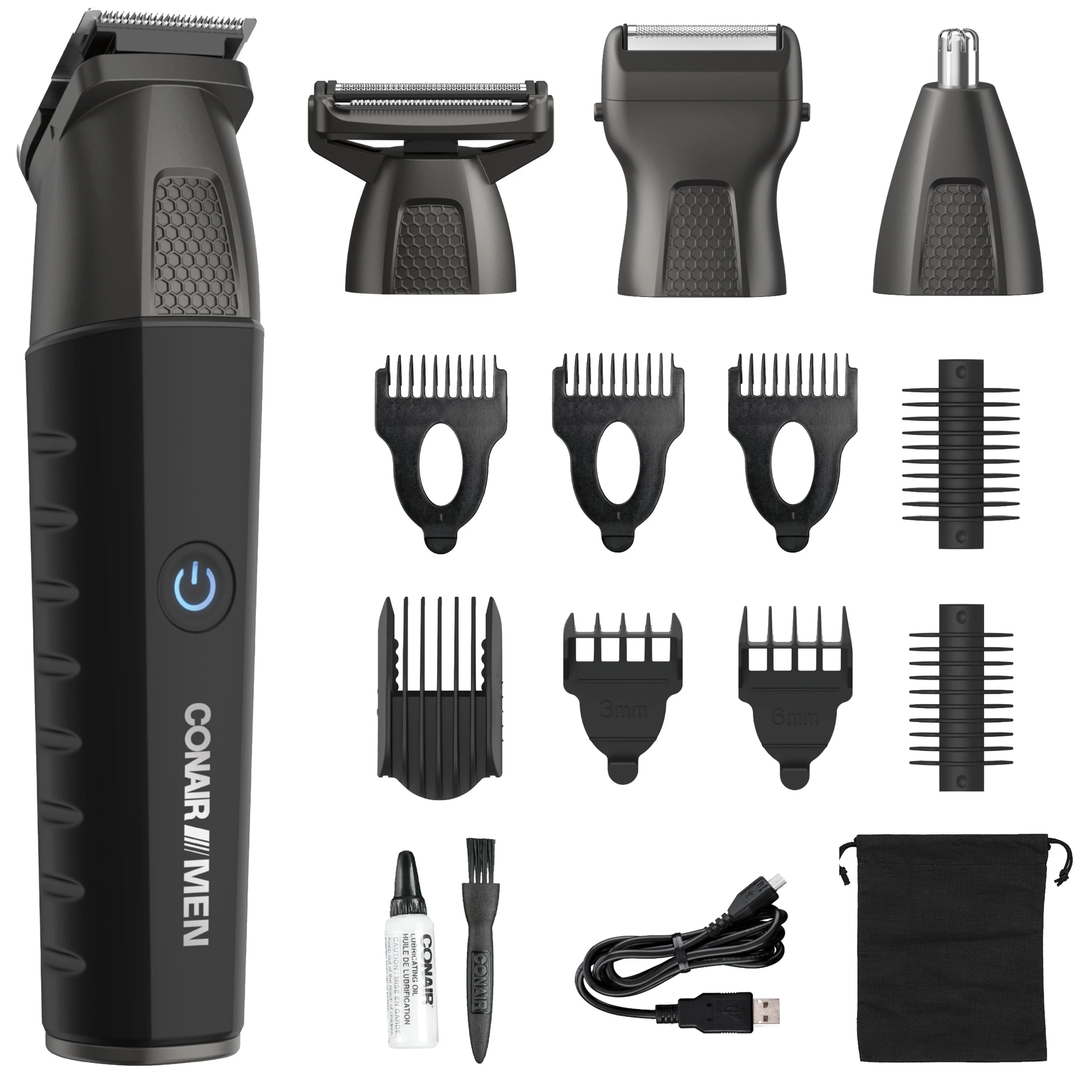CONAIR MEN SHOWERPROOF TOTAL BODY ALL-IN-ONE 16PC MANSCAPING TRIMMER - Image 2