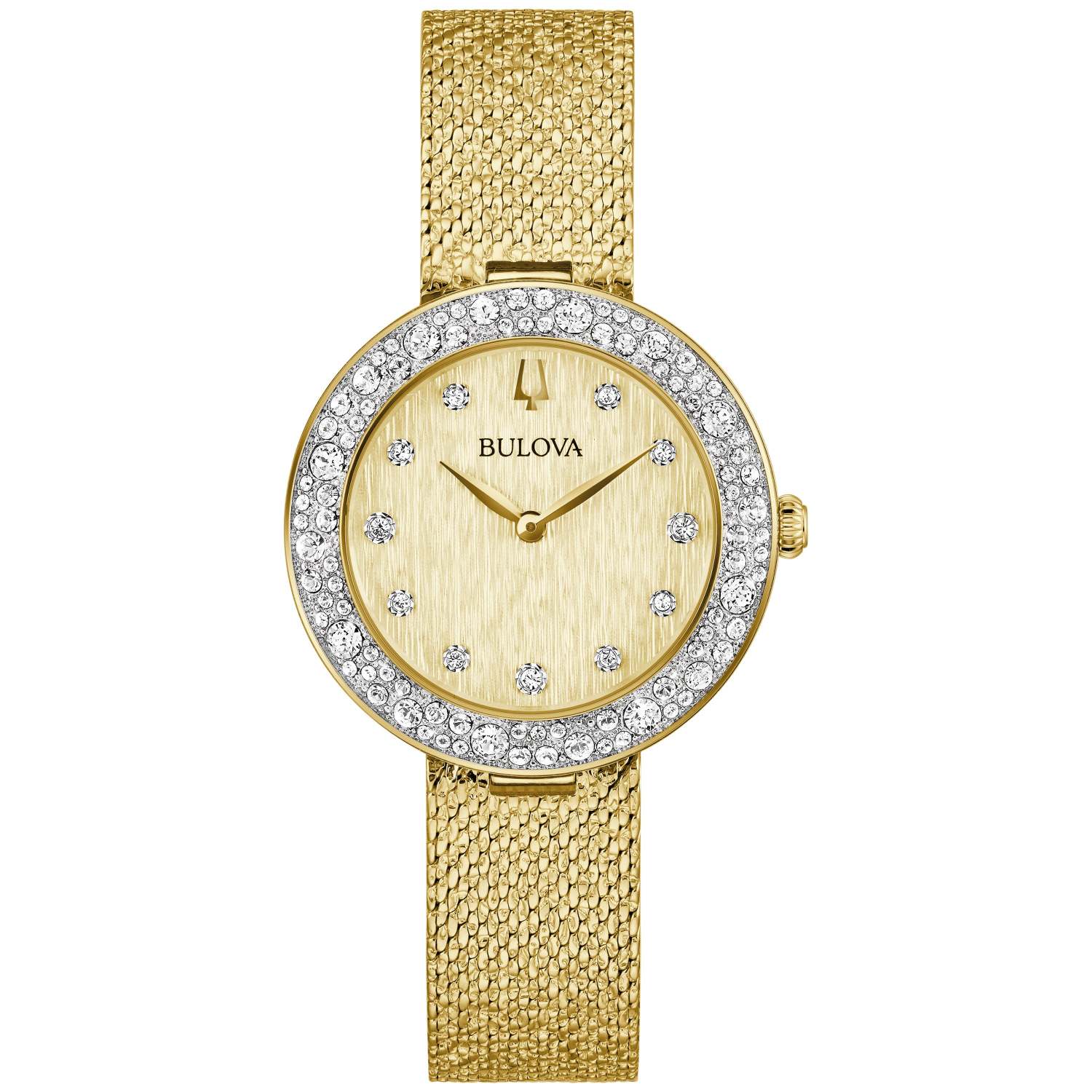 LADIES' CHAMPAGNE CRYSTAL MESH STRAP WATCH, DIAL - Image 2