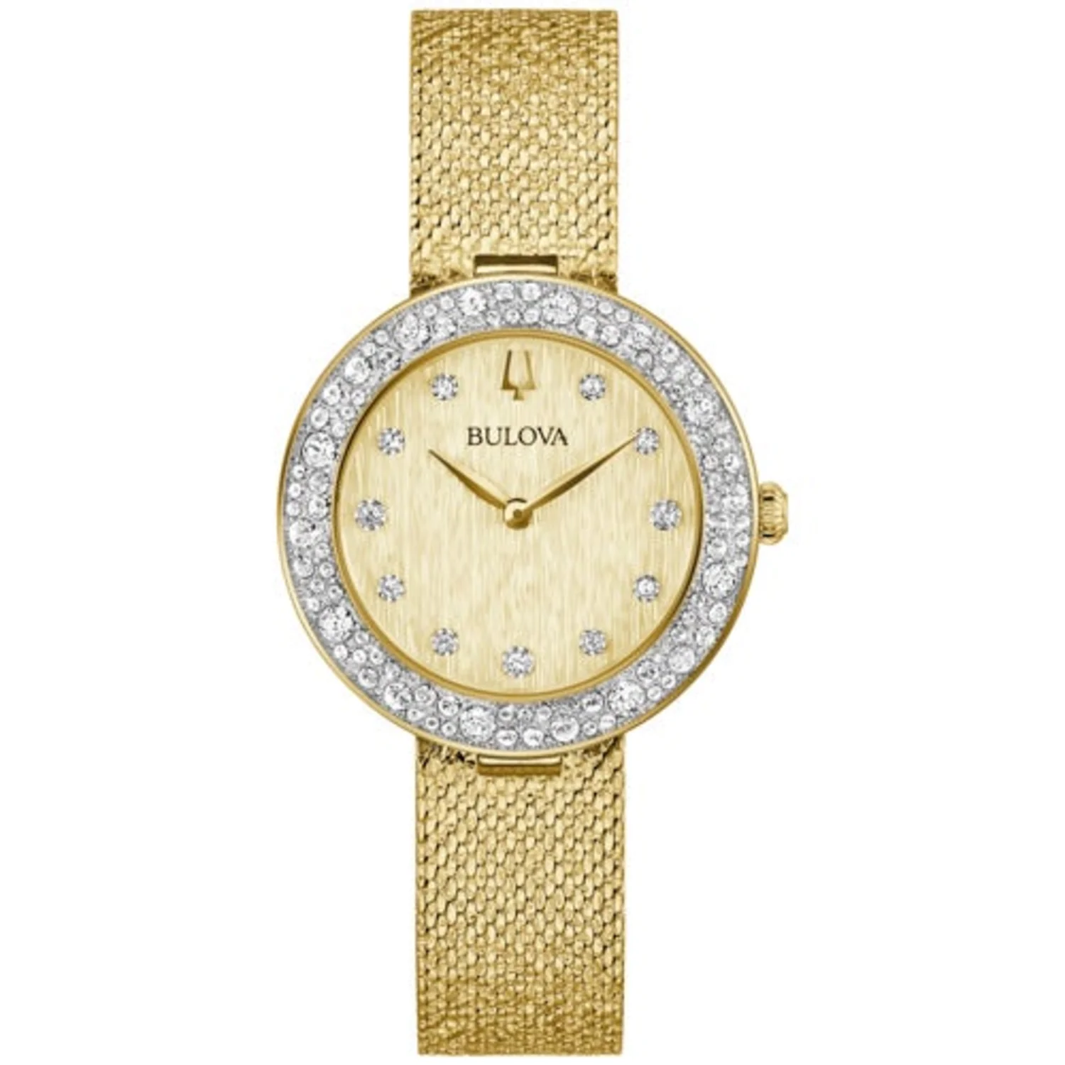 LADIES' CHAMPAGNE CRYSTAL MESH STRAP WATCH, DIAL - Image 3