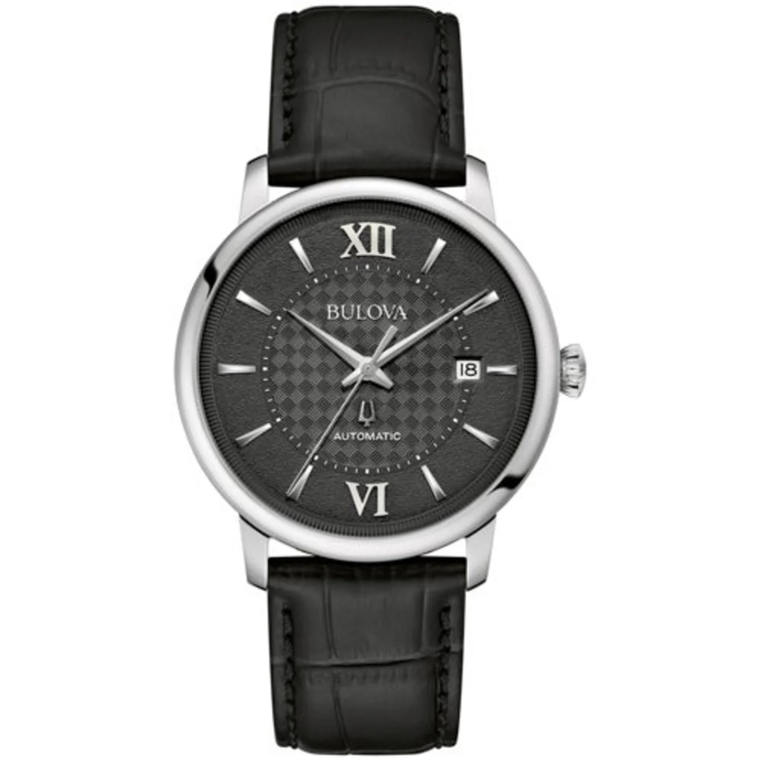 MEN'S HUDSON AUTOMATIC LEATHER STRAP WATCH, BASKETWEAVE DIAL - Image 3