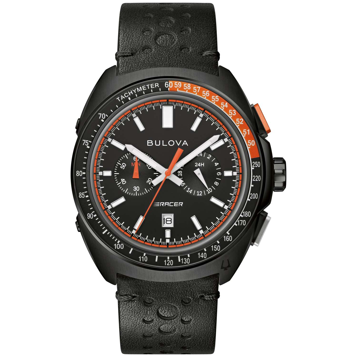 MEN'S RACER CHRONOGRAPH LEATHER STRAP WATCH, DIAL - Image 2