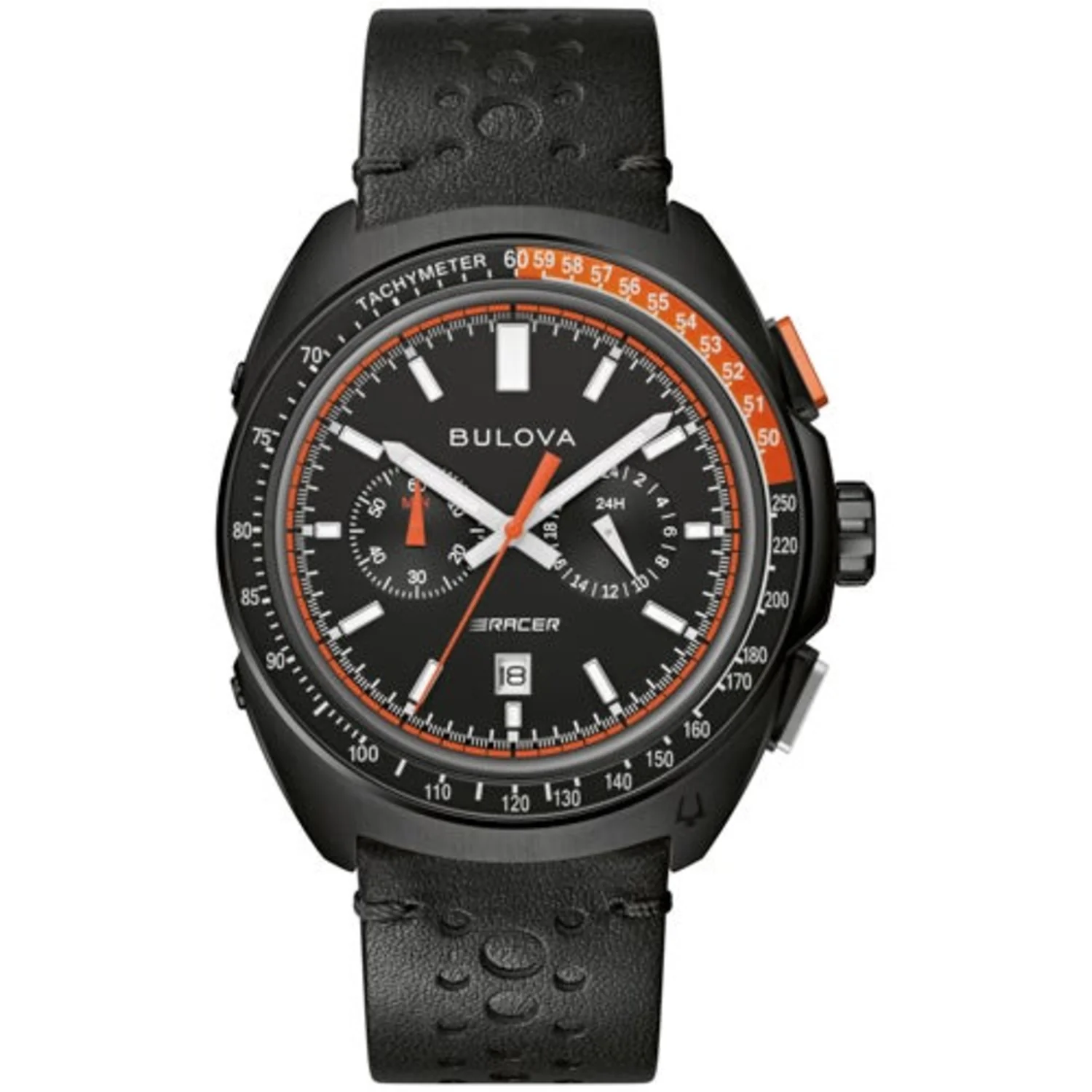 MEN'S RACER CHRONOGRAPH LEATHER STRAP WATCH, DIAL - Image 3