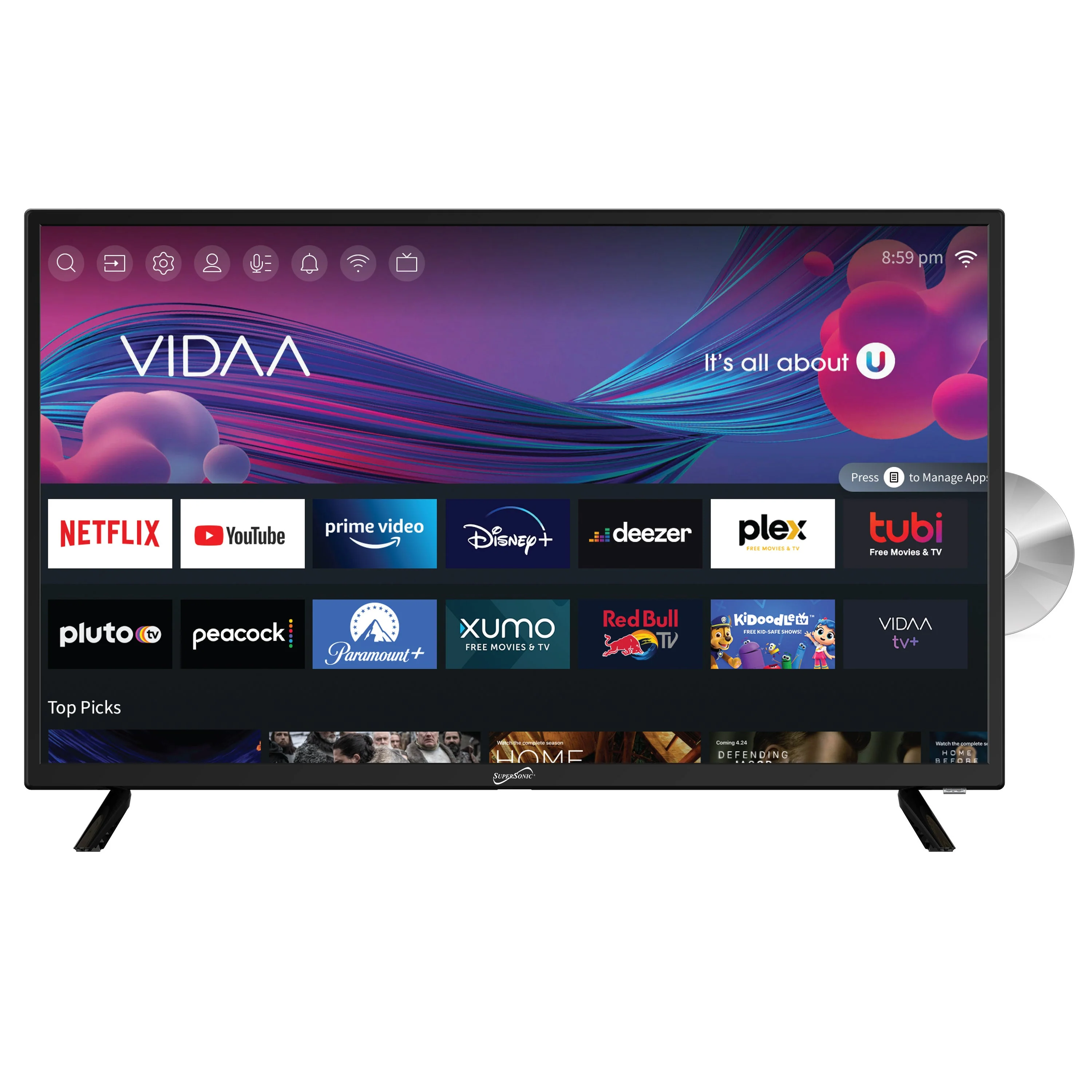 32" VIDAA LED SMART HDTV W/ BUILT-IN DVD PLAYER - Image 2