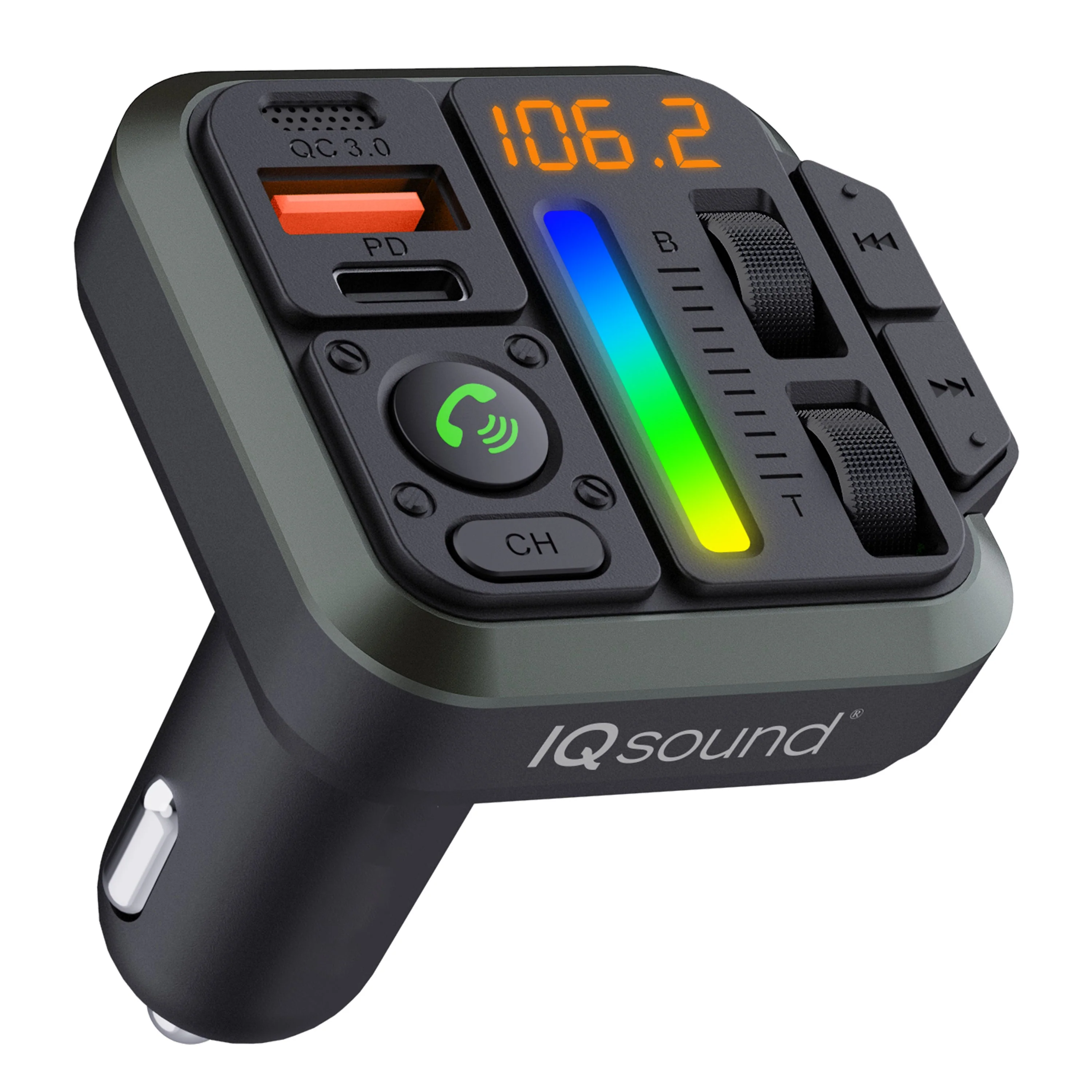 2-IN-1 BLUETOOTH FM TRANSMITTER AND CAR CHARGER W/ BASS AND TREBLE CONTROL - Image 2