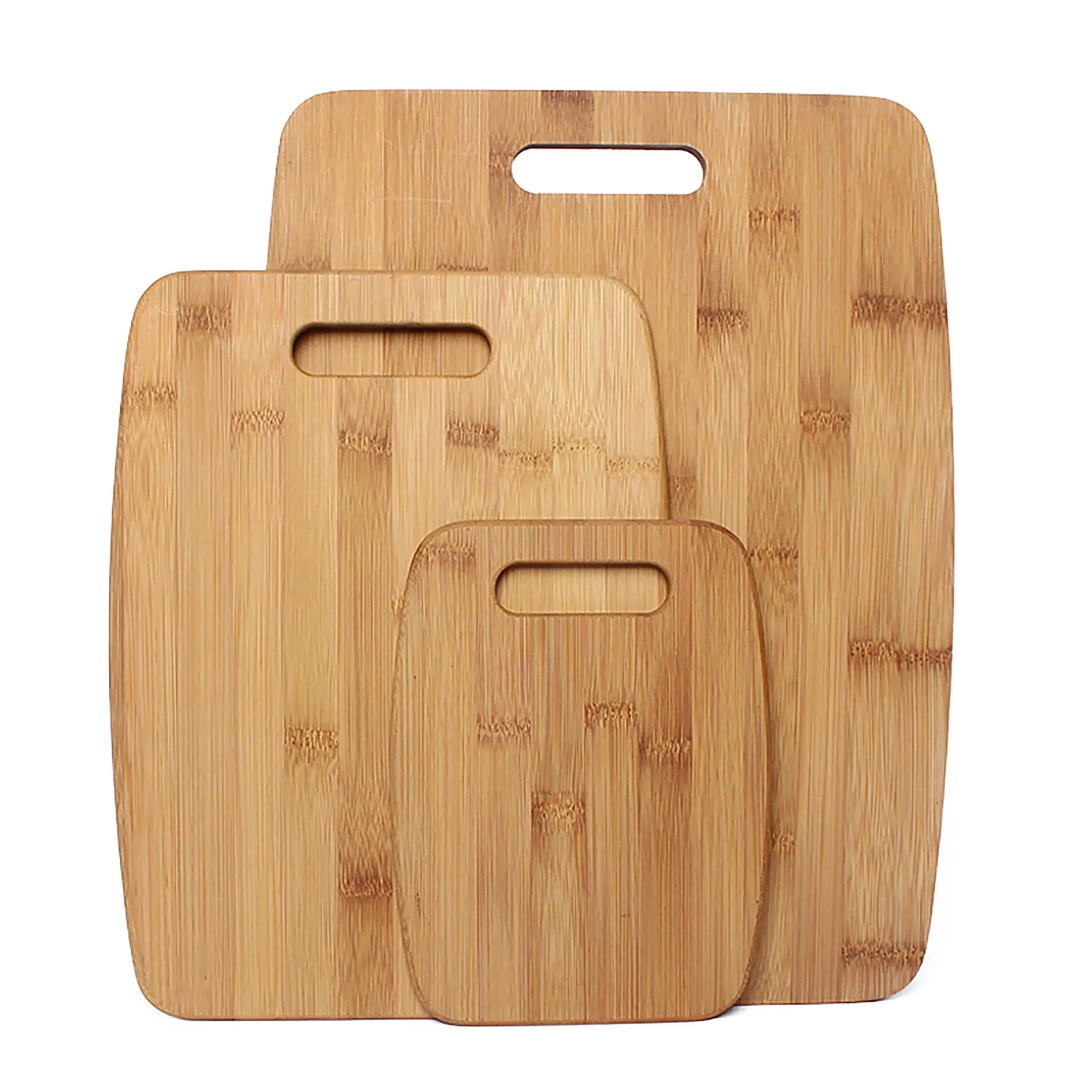 3PC BAMBOO CUTTING BOARD SET W/ HANDLES - Image 2