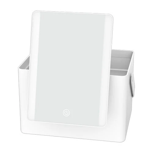 LED LIGHTED MAKEUP MIRROR W/ STORAGE