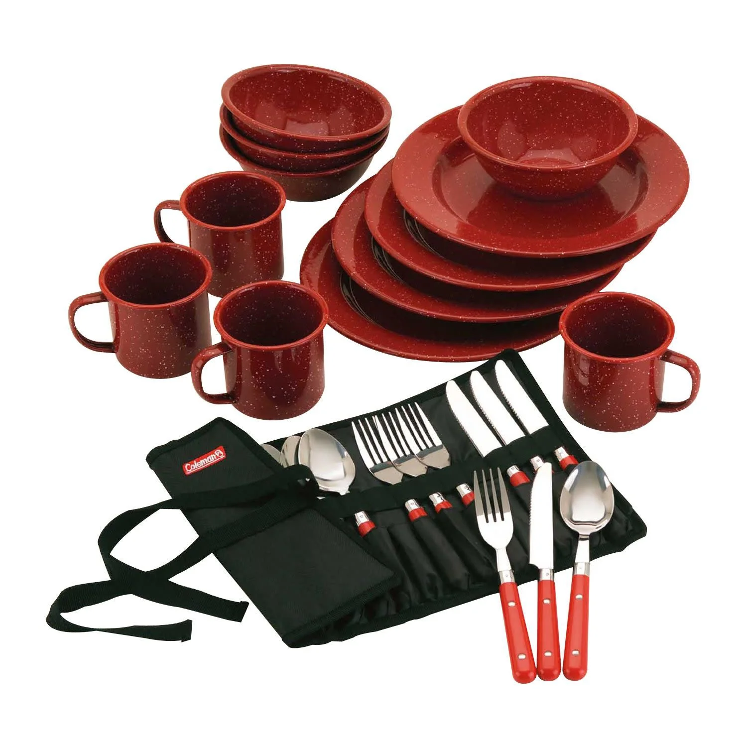 24PC ENAMELWARE DISH SET AND FLATWARE - Image 2