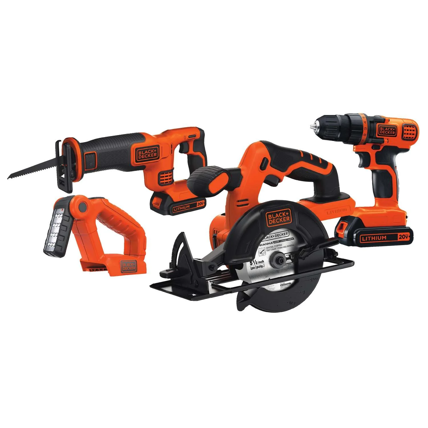 20V MAX DIY 4 TOOL KIT - DRILL/DRIVER CIRC SAW RECIP SAW WORK LIGHT - Image 2