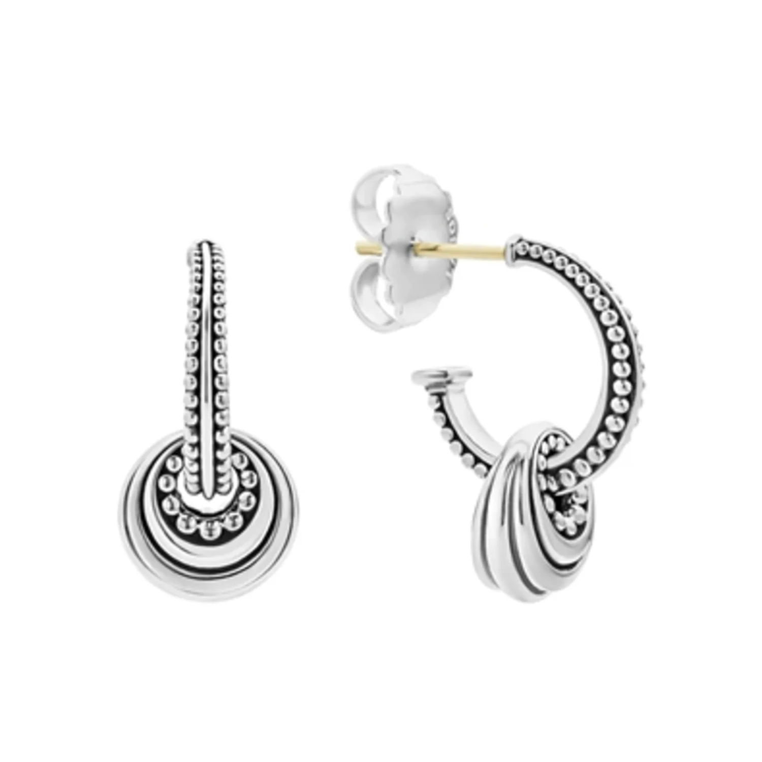 FLUTED DISC BEADED HOOP EARRINGS