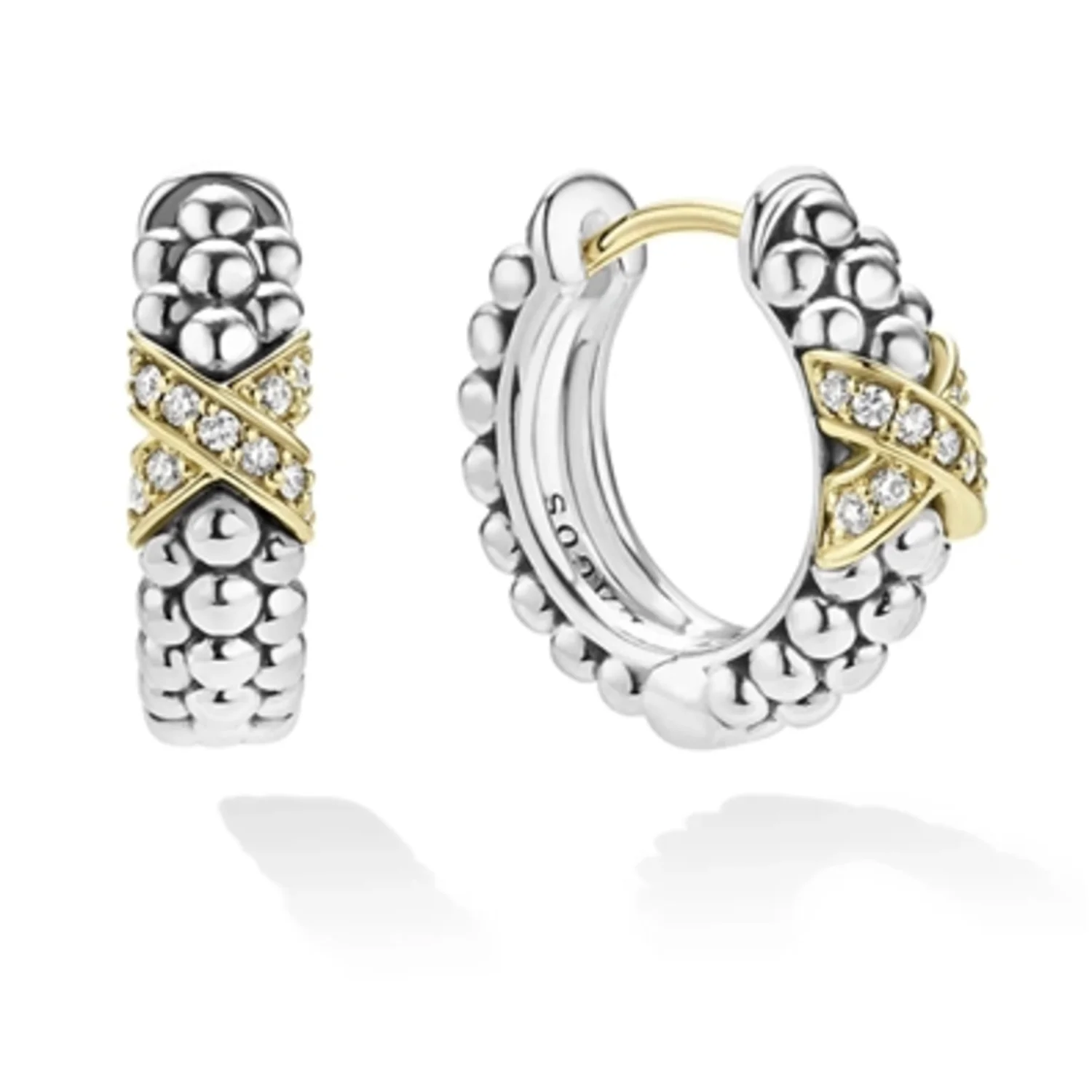 DIAMOND HUGGIE EARRINGS, 5MM X 16MM