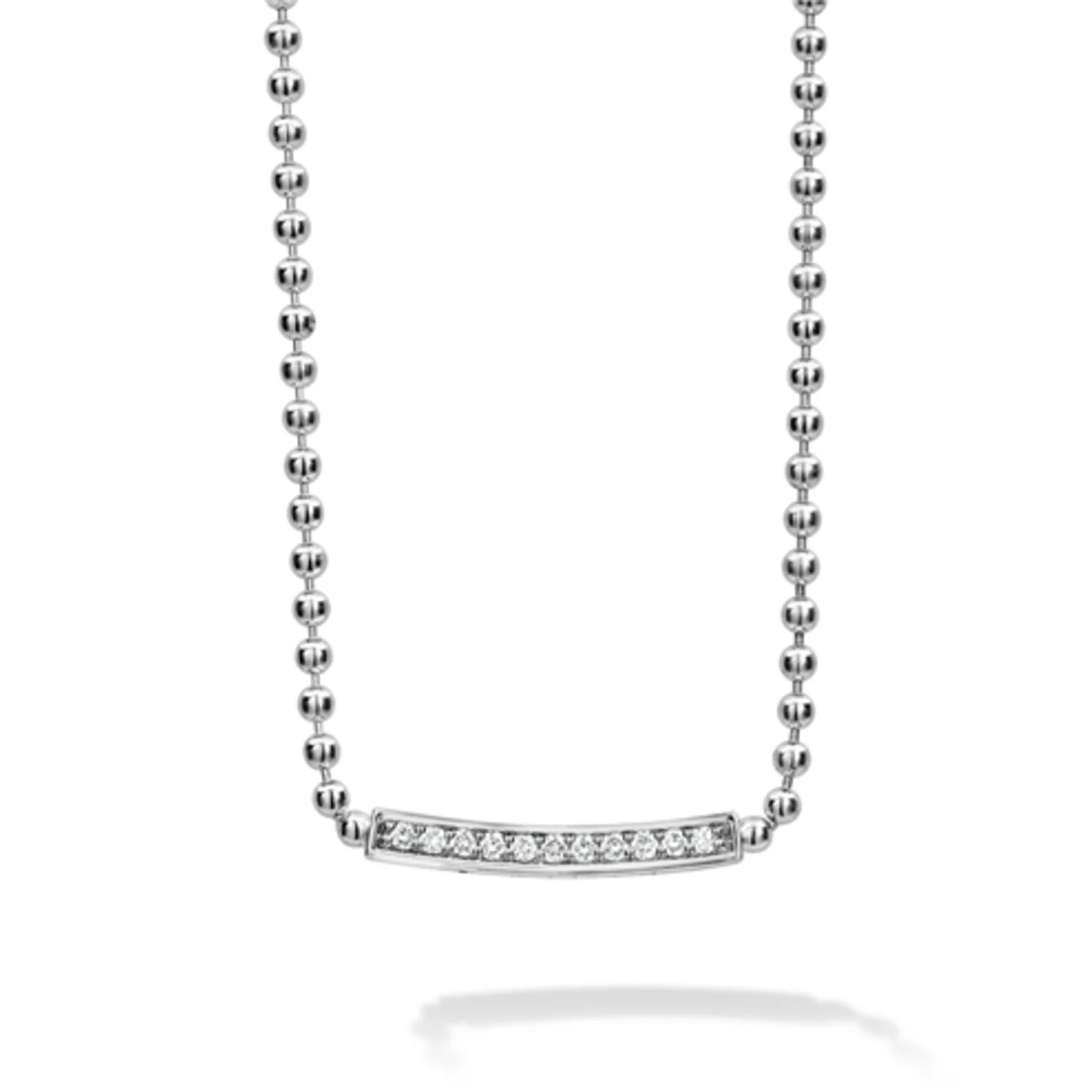 SMALL STATION DIAMOND BEADED NECKLACE, 18"