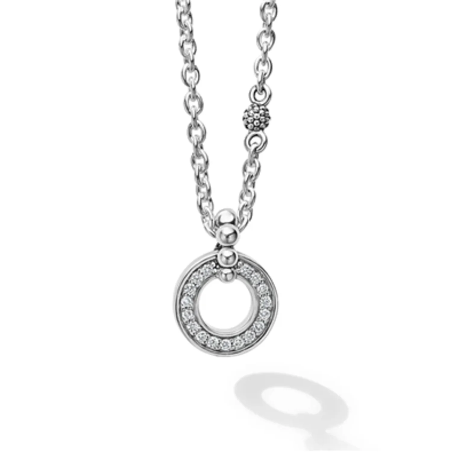 DIAMOND CIRCLE PENDANT NECKLACE, 16MM X 11MM