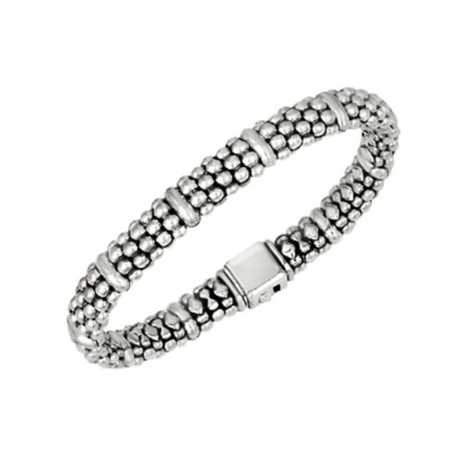 SIGNATURE CAVIAR OVAL BRACELET WITH STER, MEDIUM