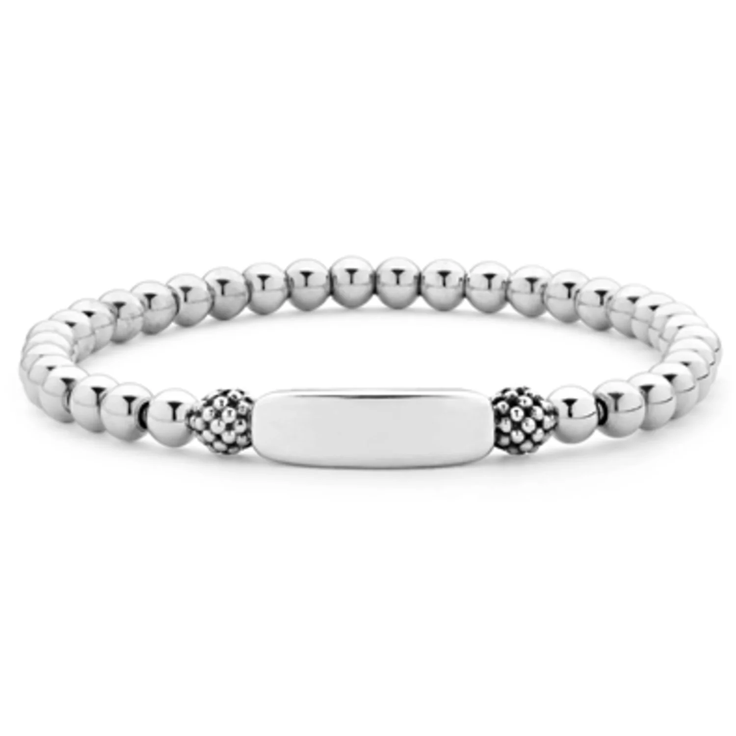 SILVER STATION STRETCH BEAD BRACELET