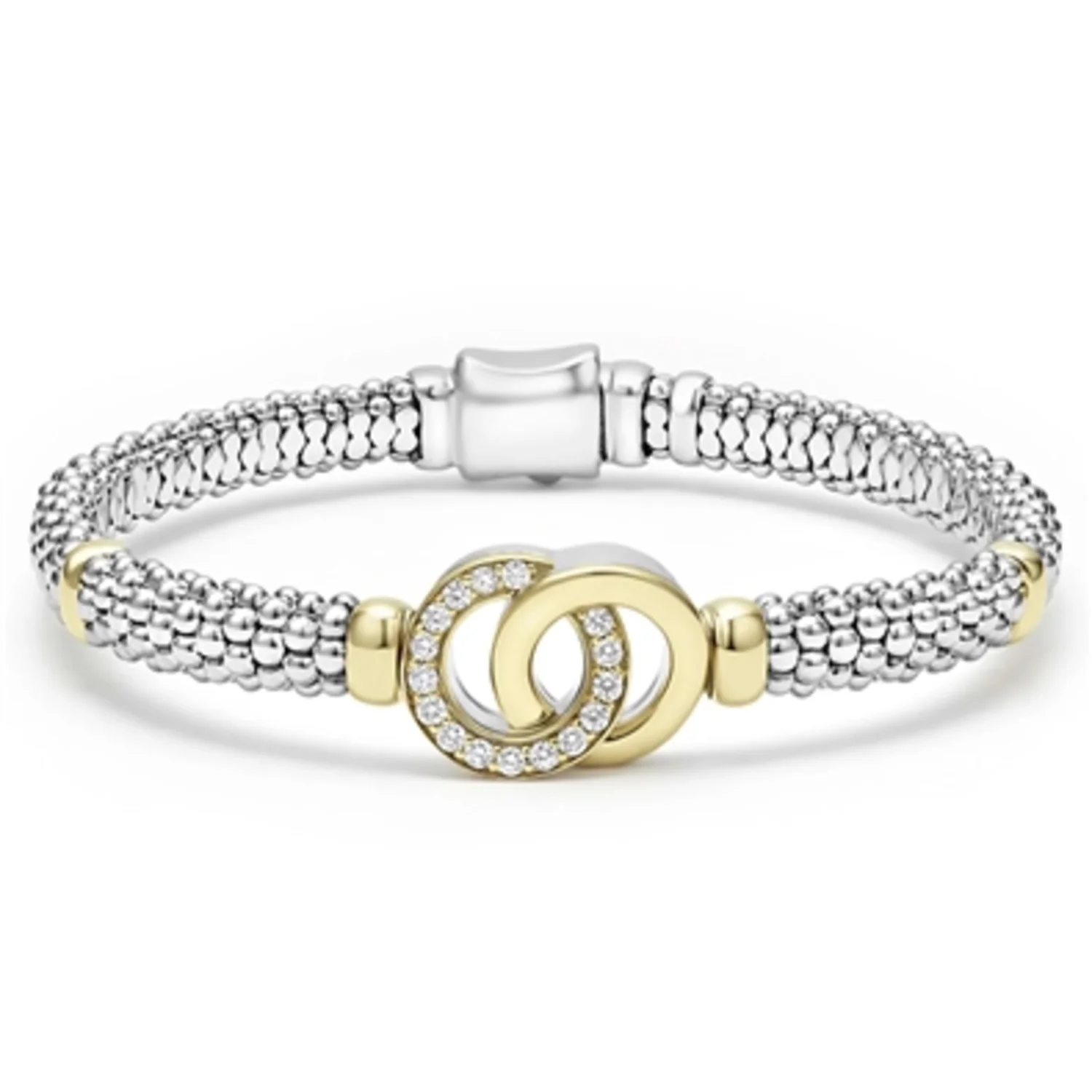 TWO-TONE INTERLOCKING CAVIAR BRACELET, 6MM