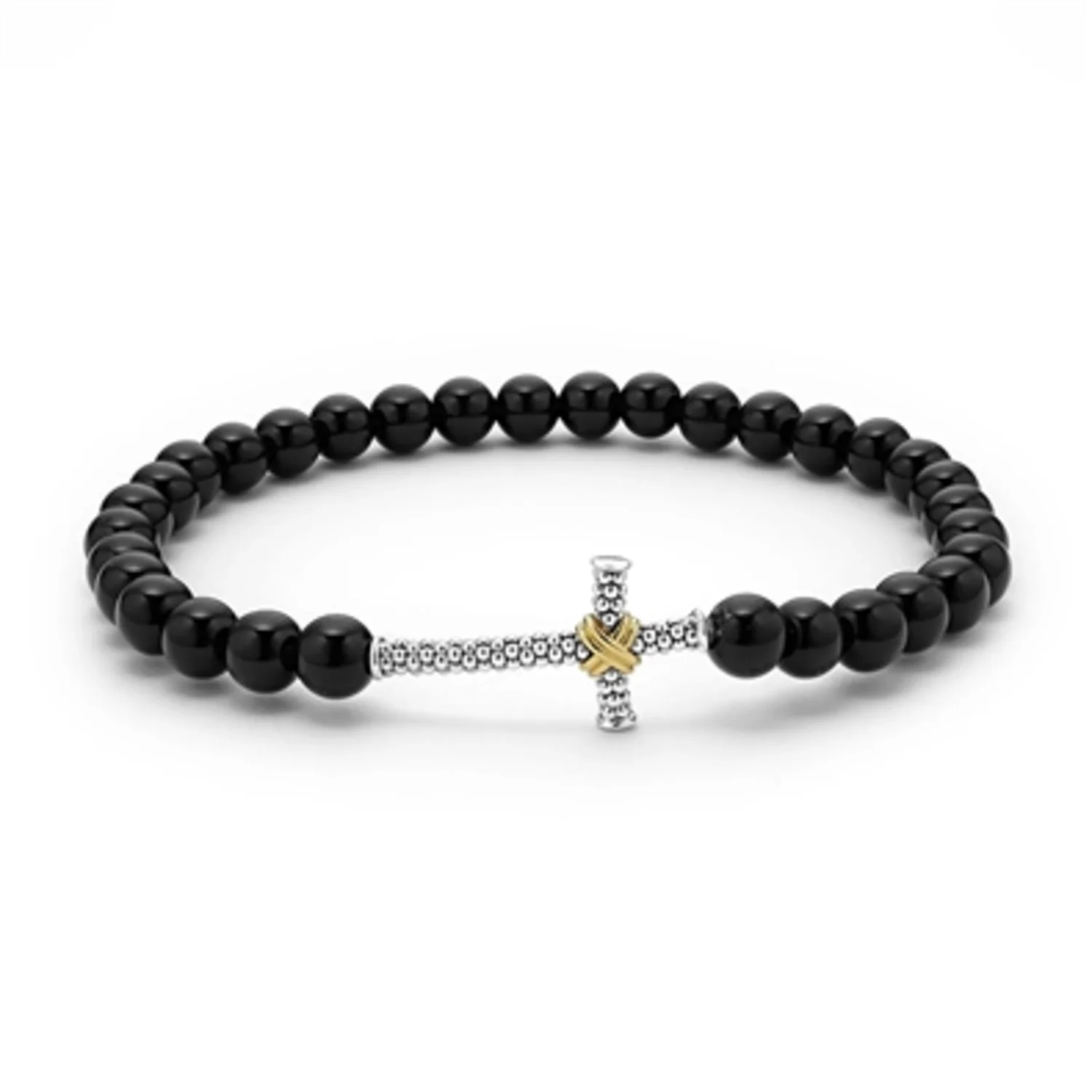 UNISEX CROSS BEADED STRETCH BRACELET