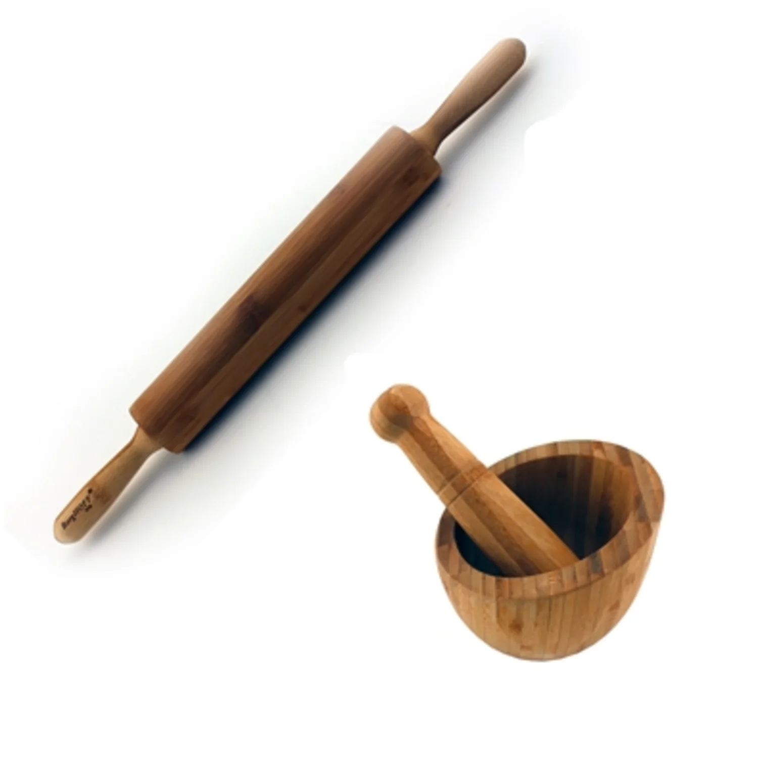 BAMBOO 2PC PREP SET: ROLLING PIN AND GARLI