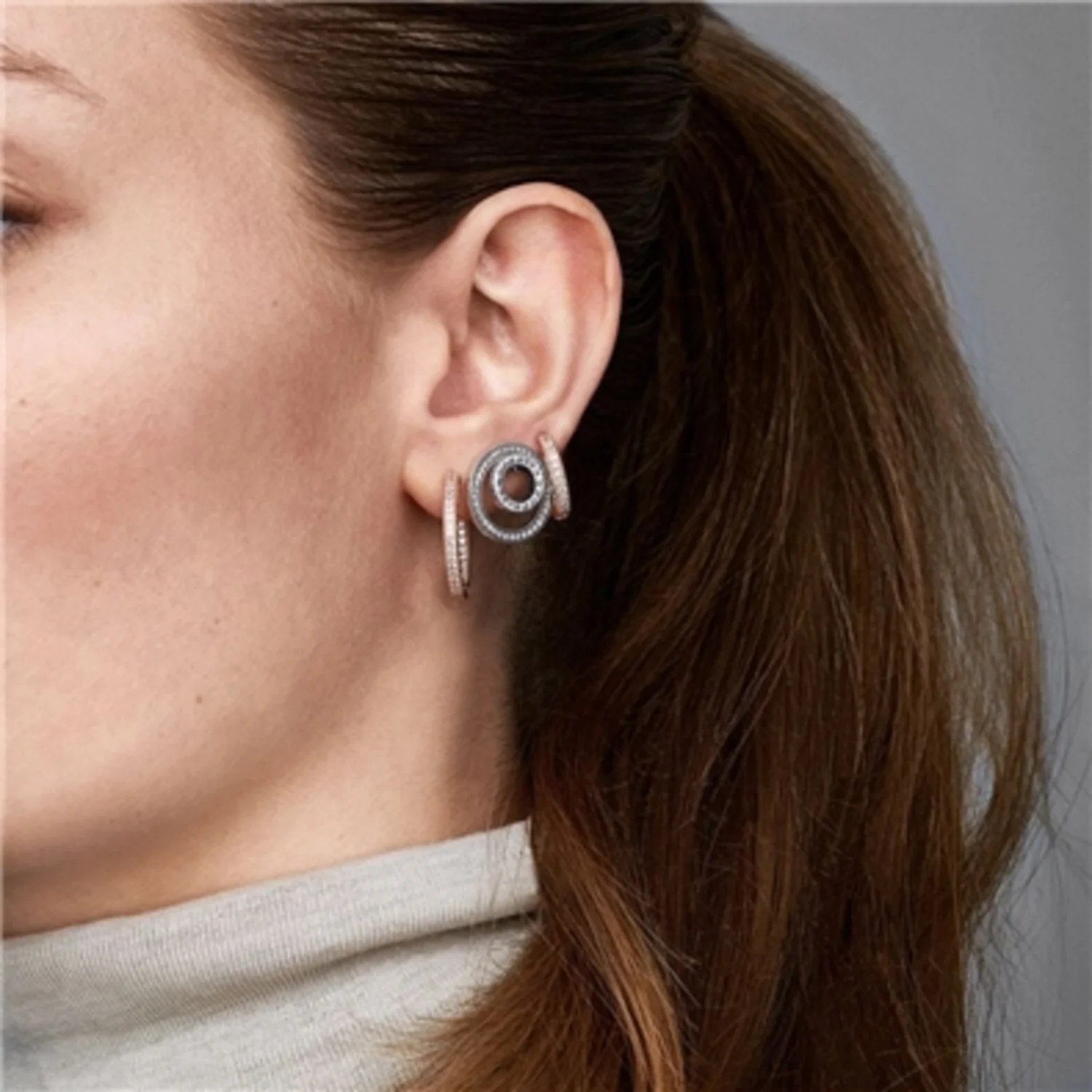 SPARKLE AND HEARTS HOOP EARRINGS