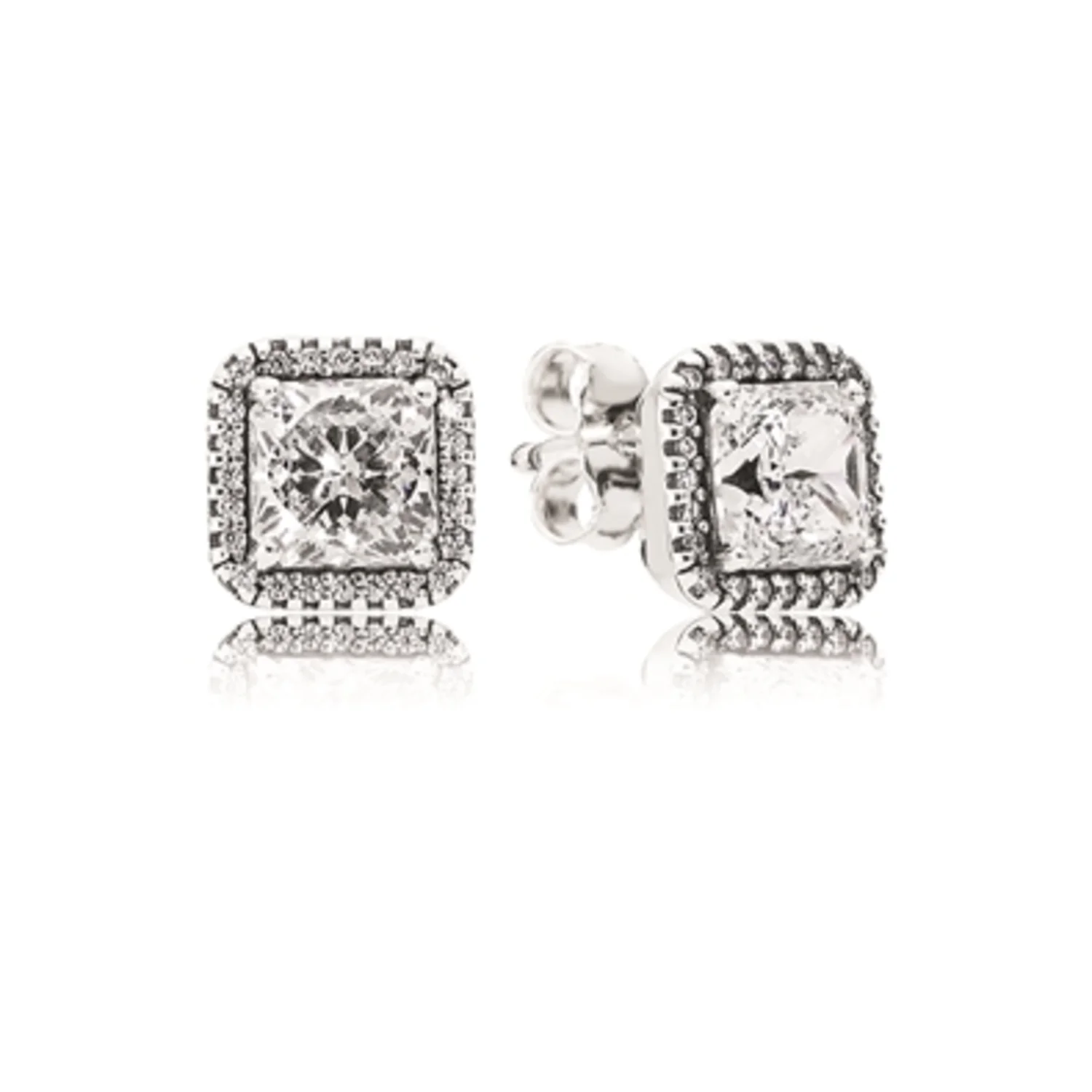 SQUARE SPARKLE HALO STUD EARRINGS