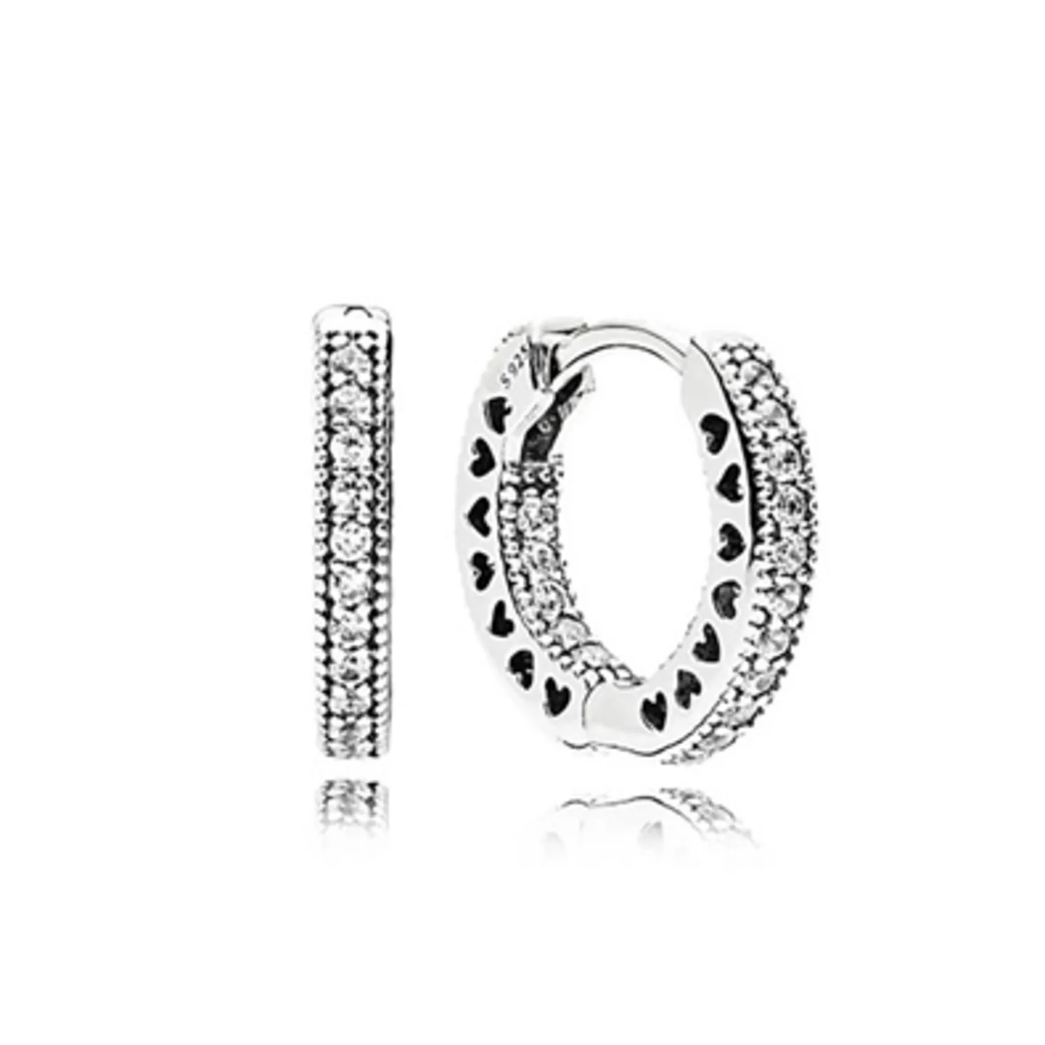 PAVE HEART HOOP EARRINGS