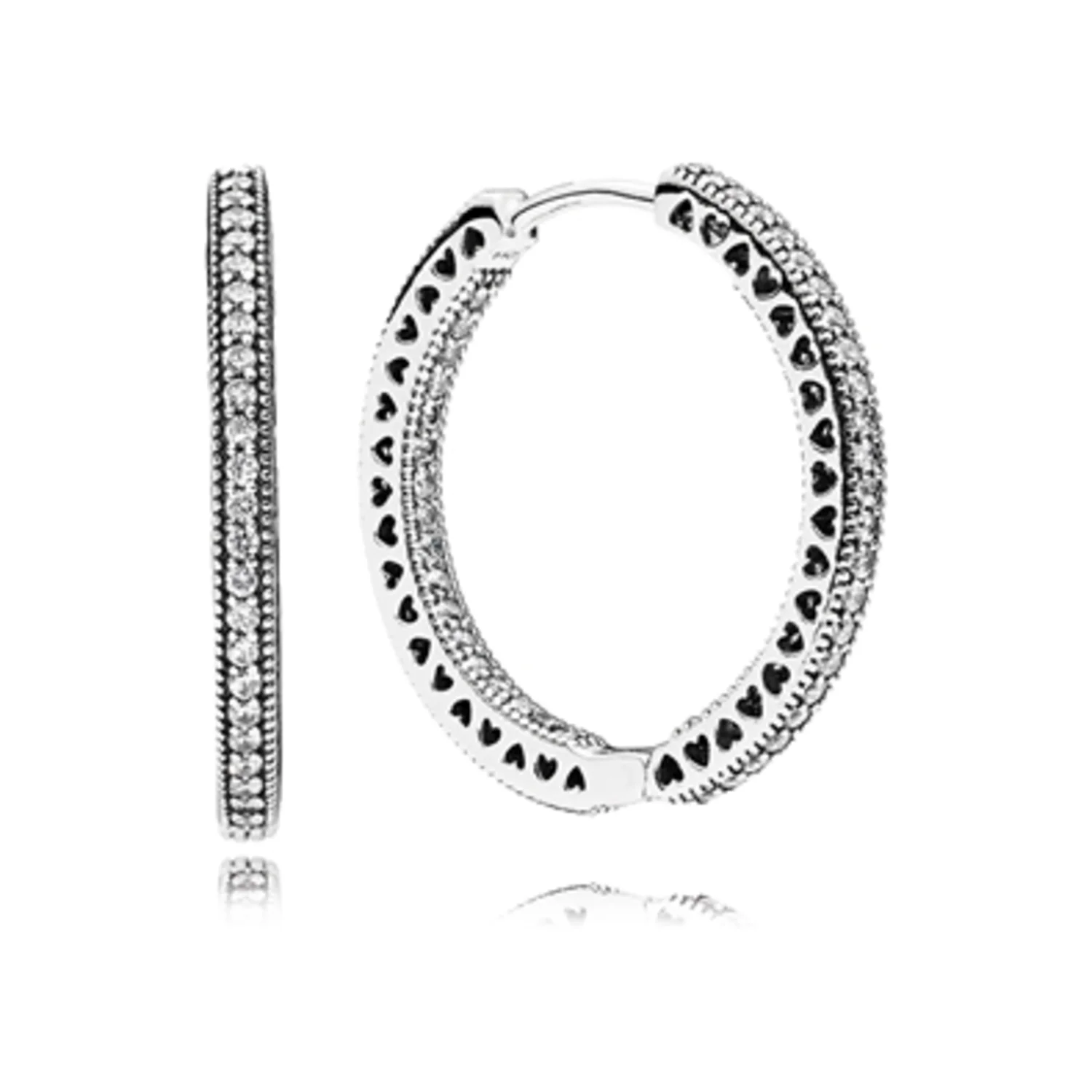 SPARKLE AND HEARTS HOOP EARRINGS