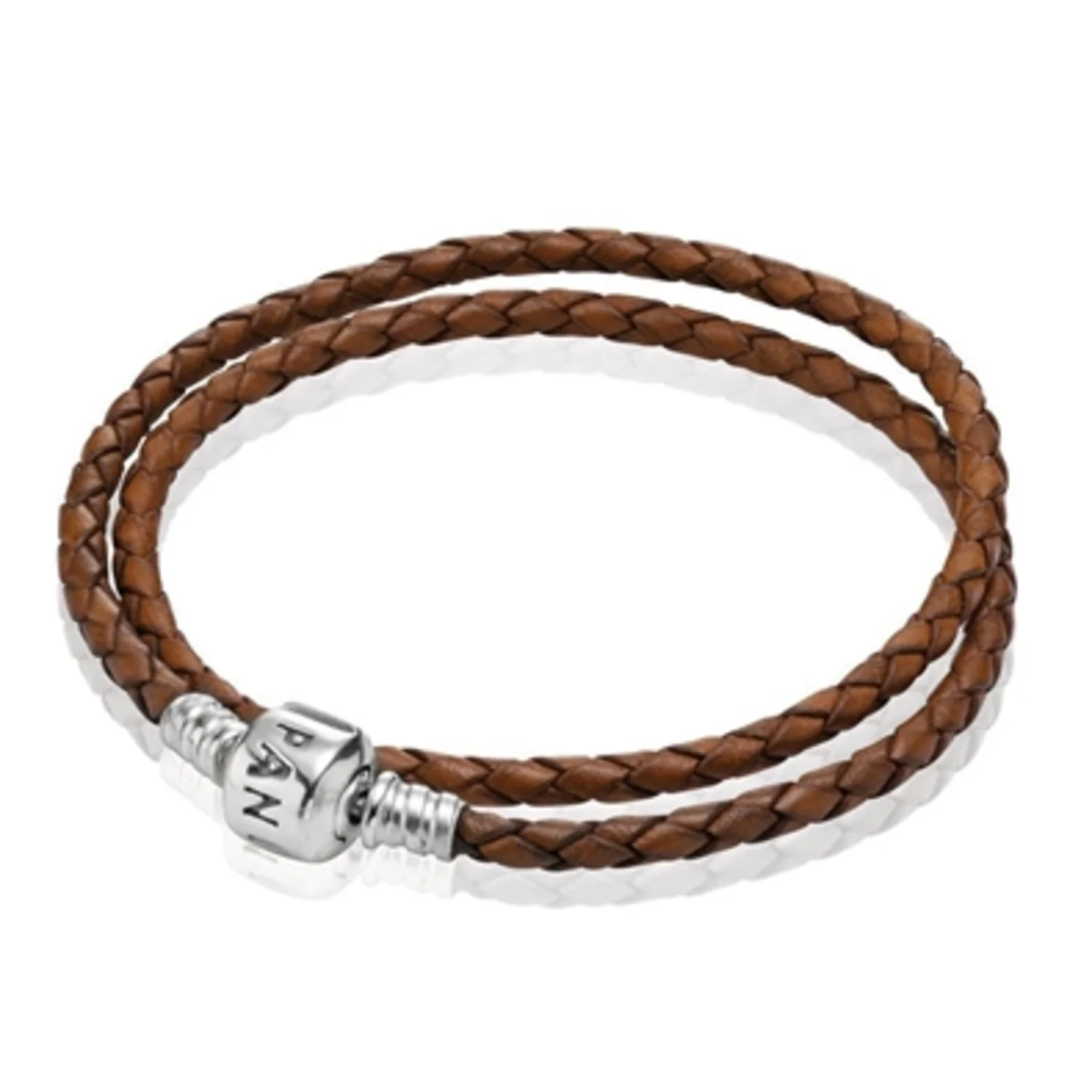 BRAIDED DBL LEATHER BRACELET, 13.8"