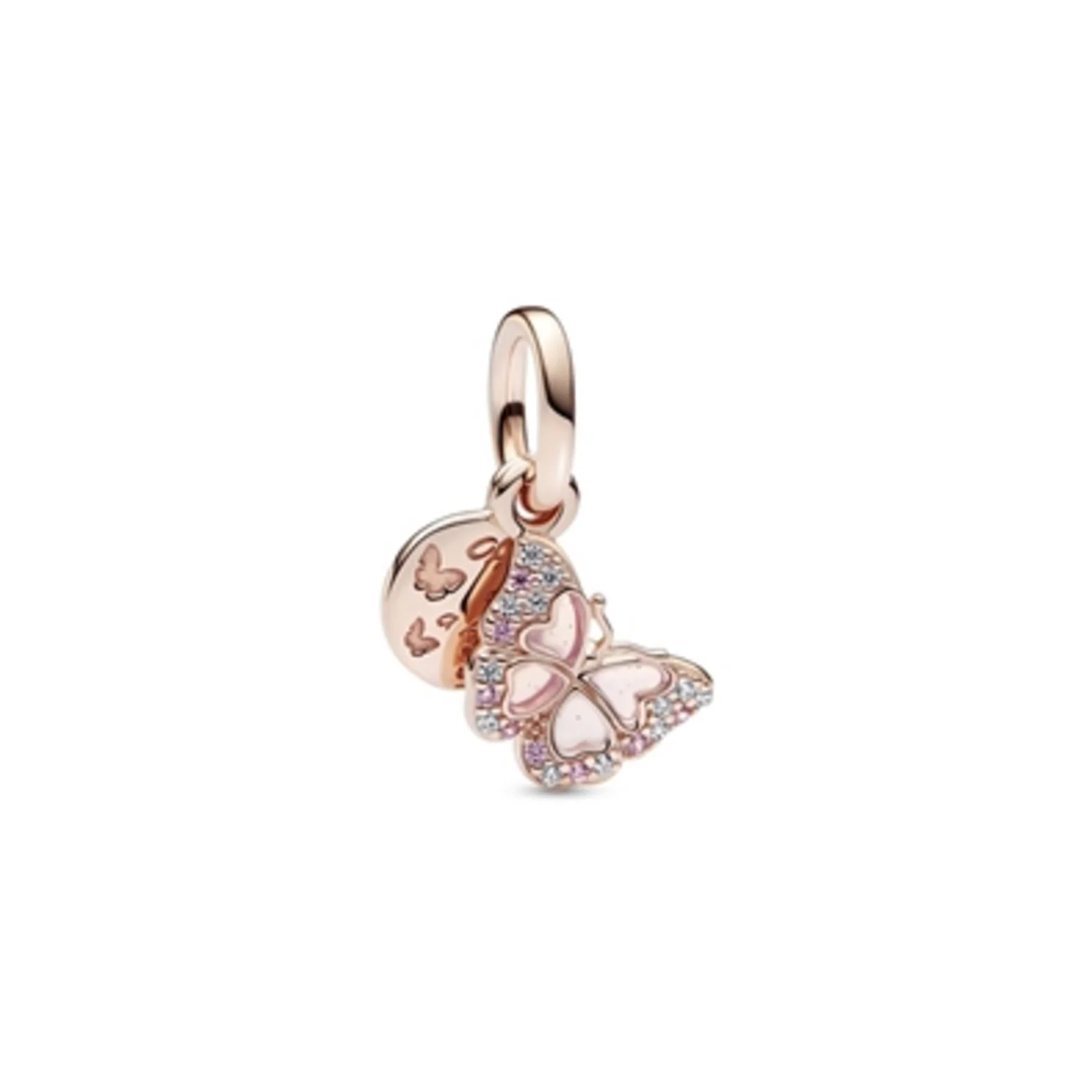 PINK BUTTERFLY AND QUOTE DOUBLE DANGLE CHARM