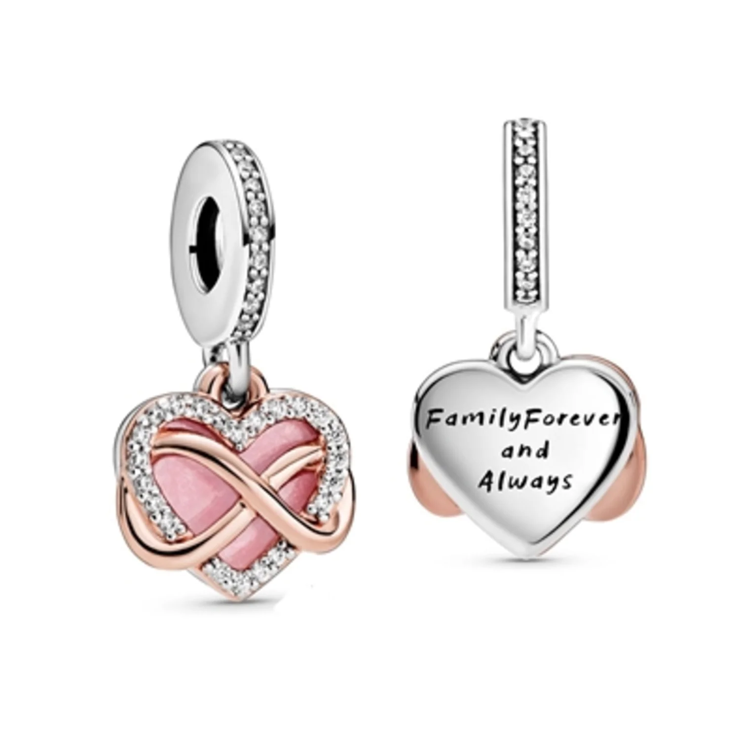 SPARKLING INFINITY HEART DANGLE CHARM