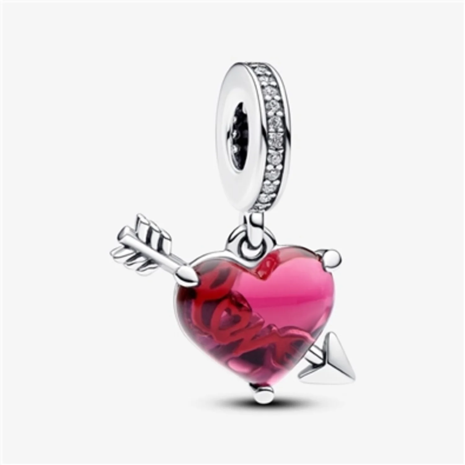 RED HEART AND ARROW MURANO GLASS CHARM