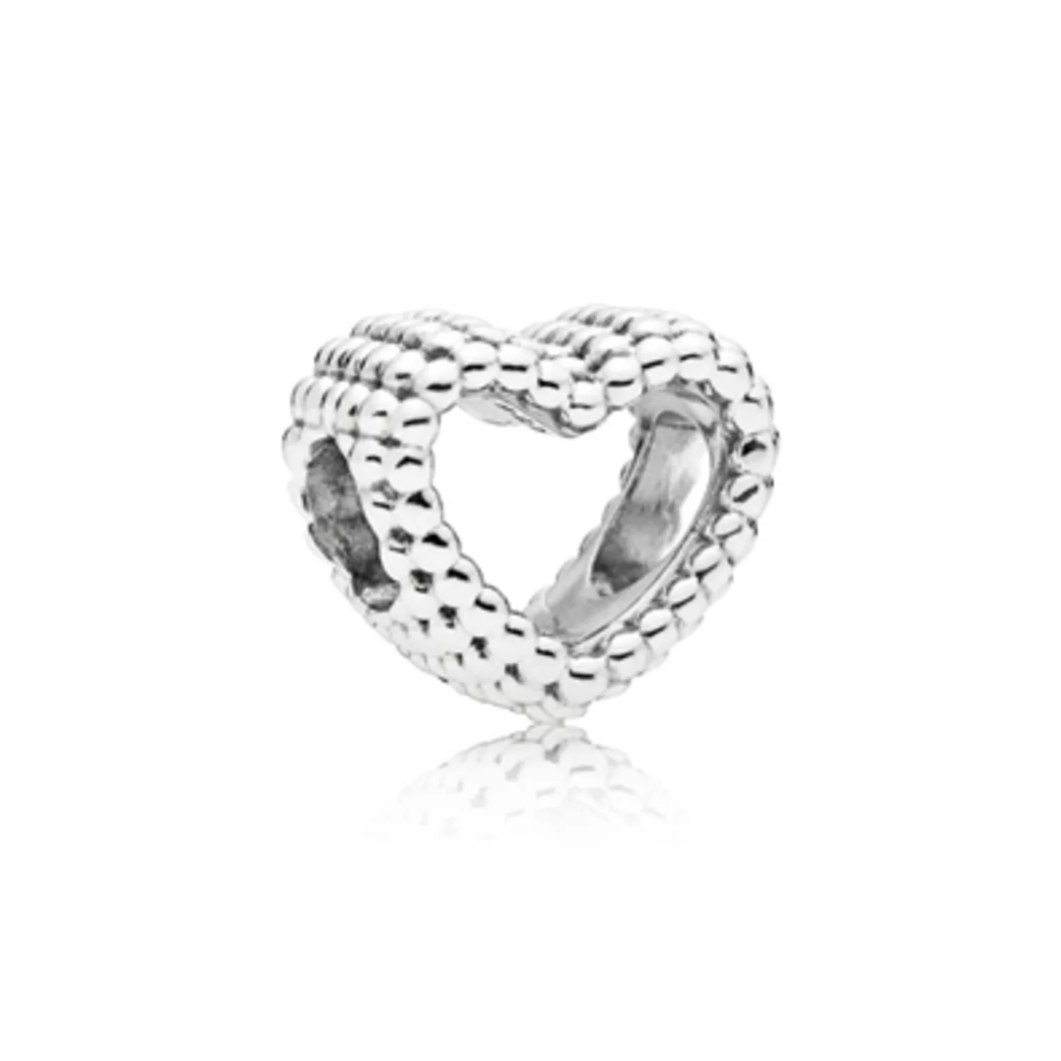 BEADED HEART SILVER CHARM