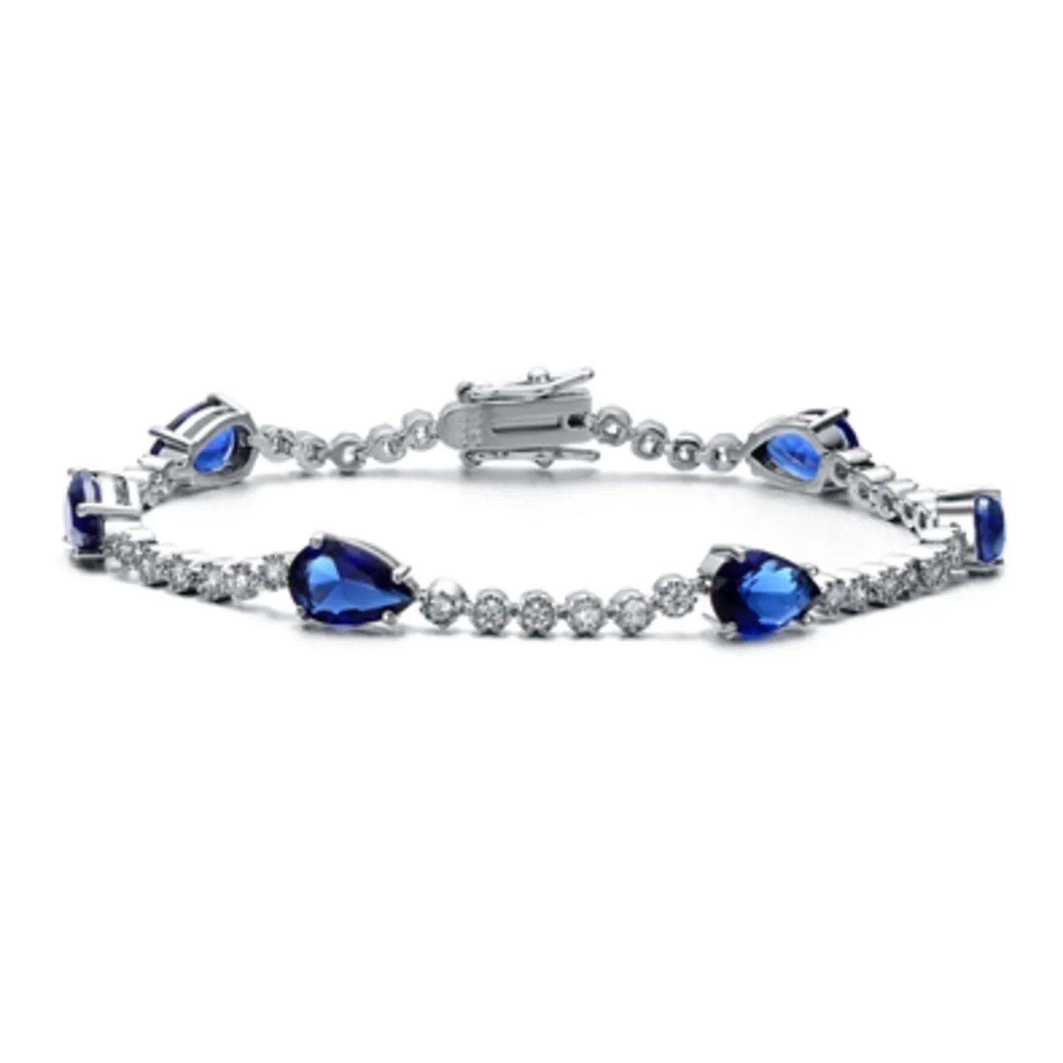 CZ BLUE TENNIS BRACELET, 7"