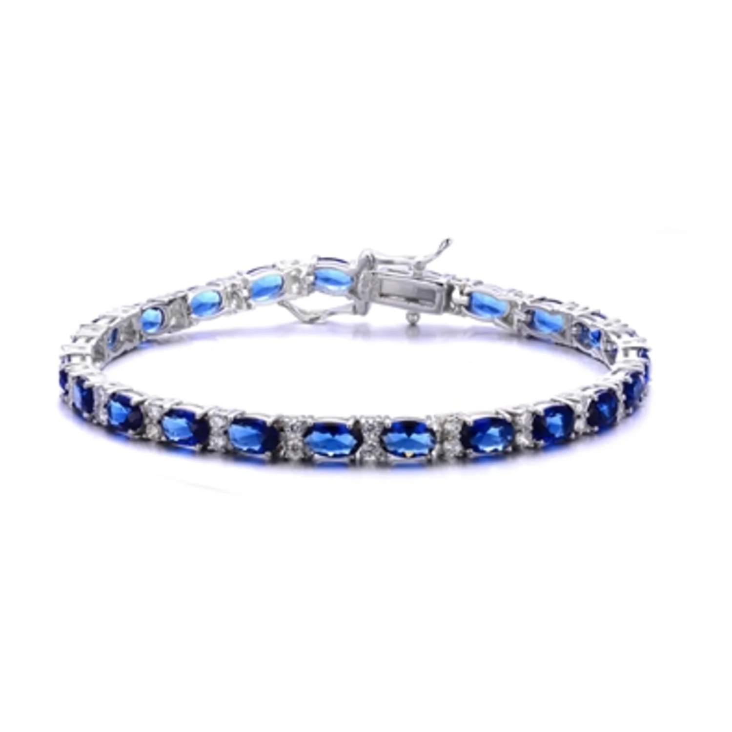 CZ BLUE TENNIS BRACELET, 7“