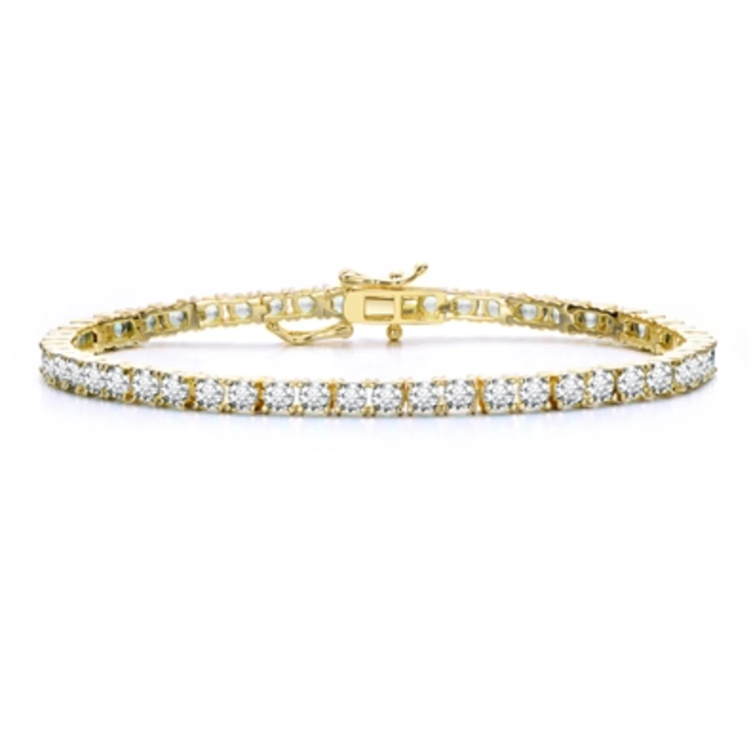 14K GOLD WHITE TENNIS BRACELET, 7"