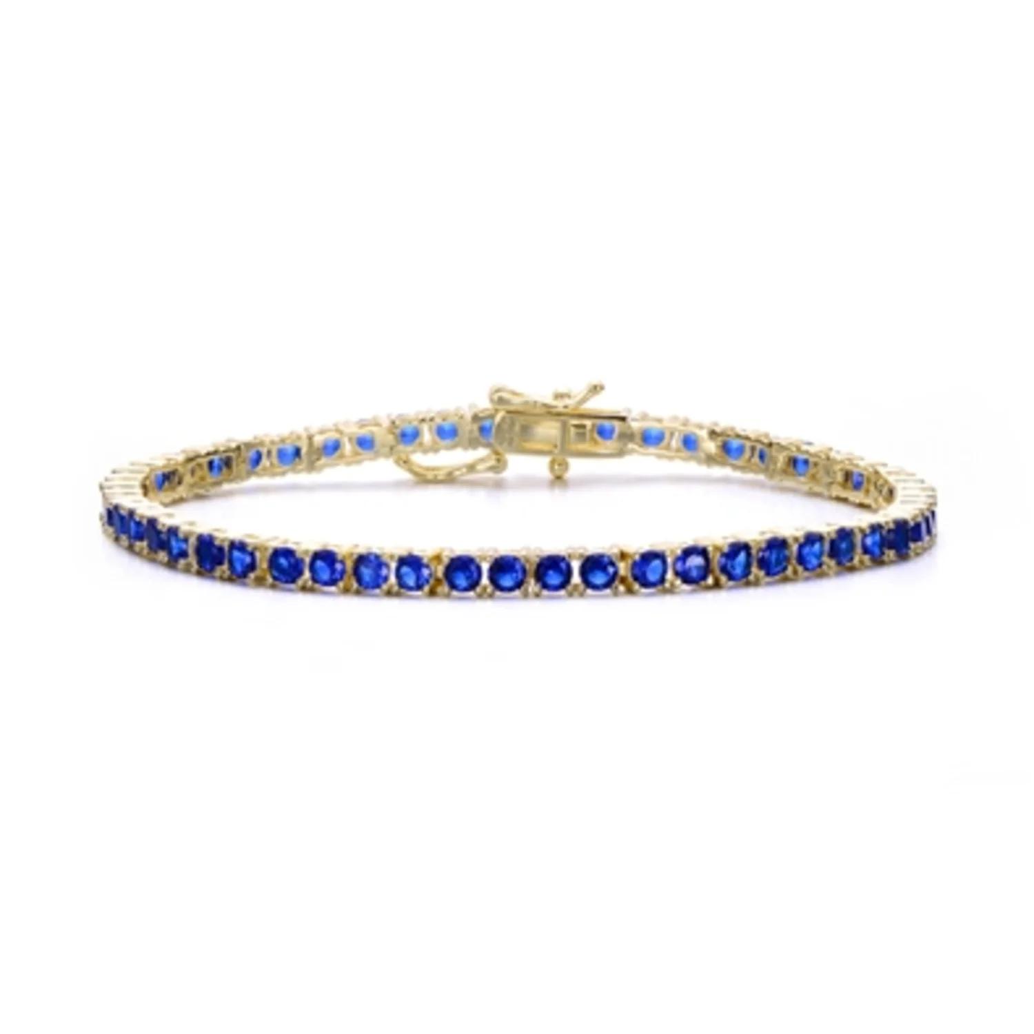 14K GOLD BLUE TENNIS BRACELET, 7"