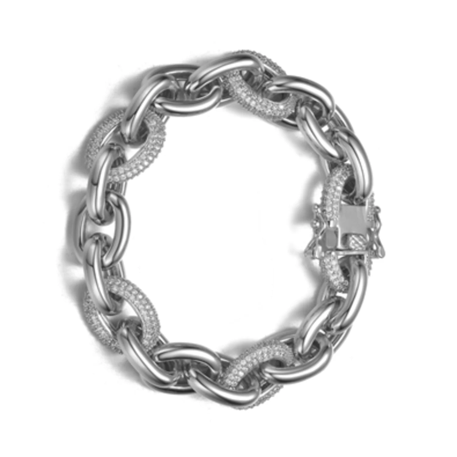 RHODIUM CZ CLASSIC CHAIN BRACELET, 8"