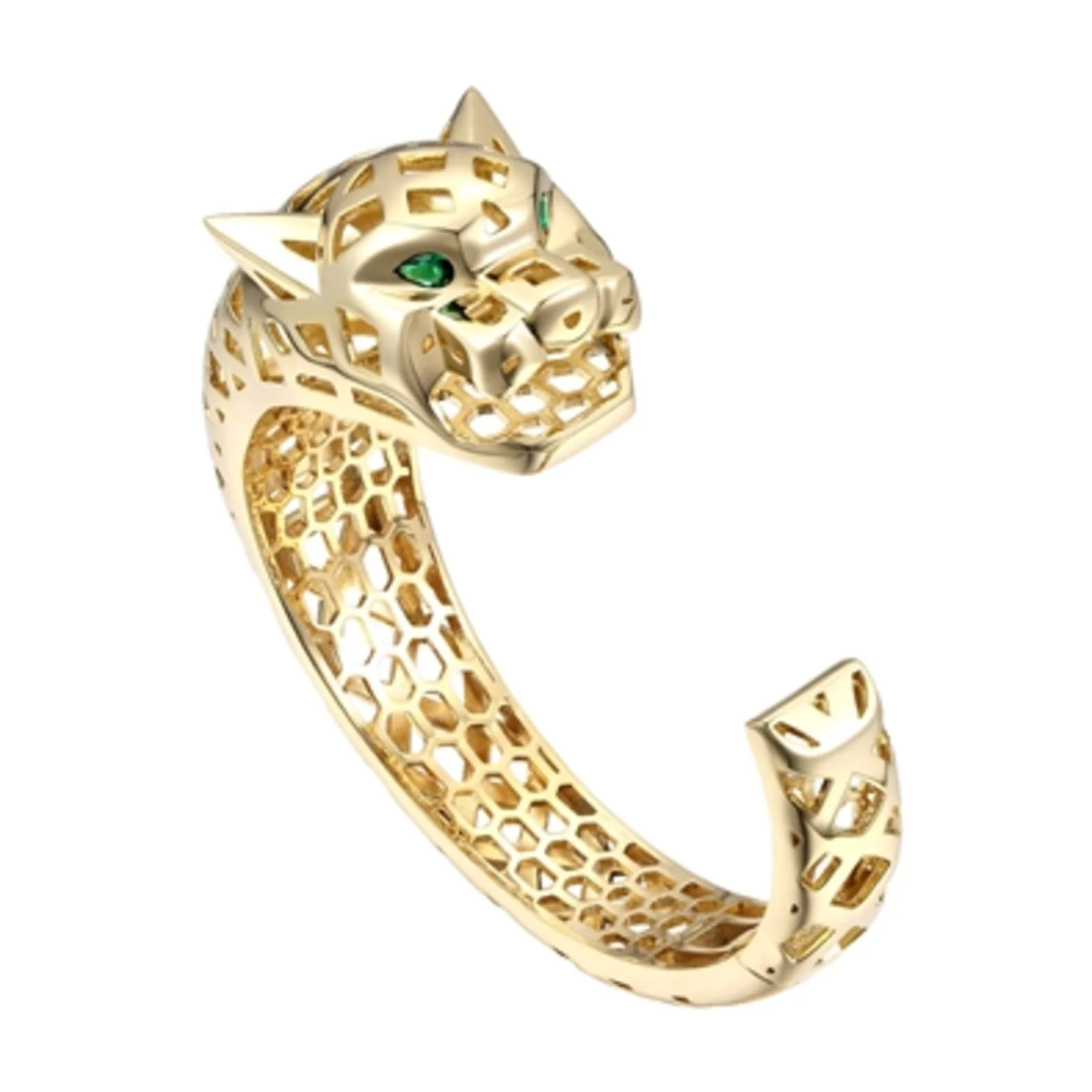 14K YELLOW GOLD TIGER BANGLE, 7"