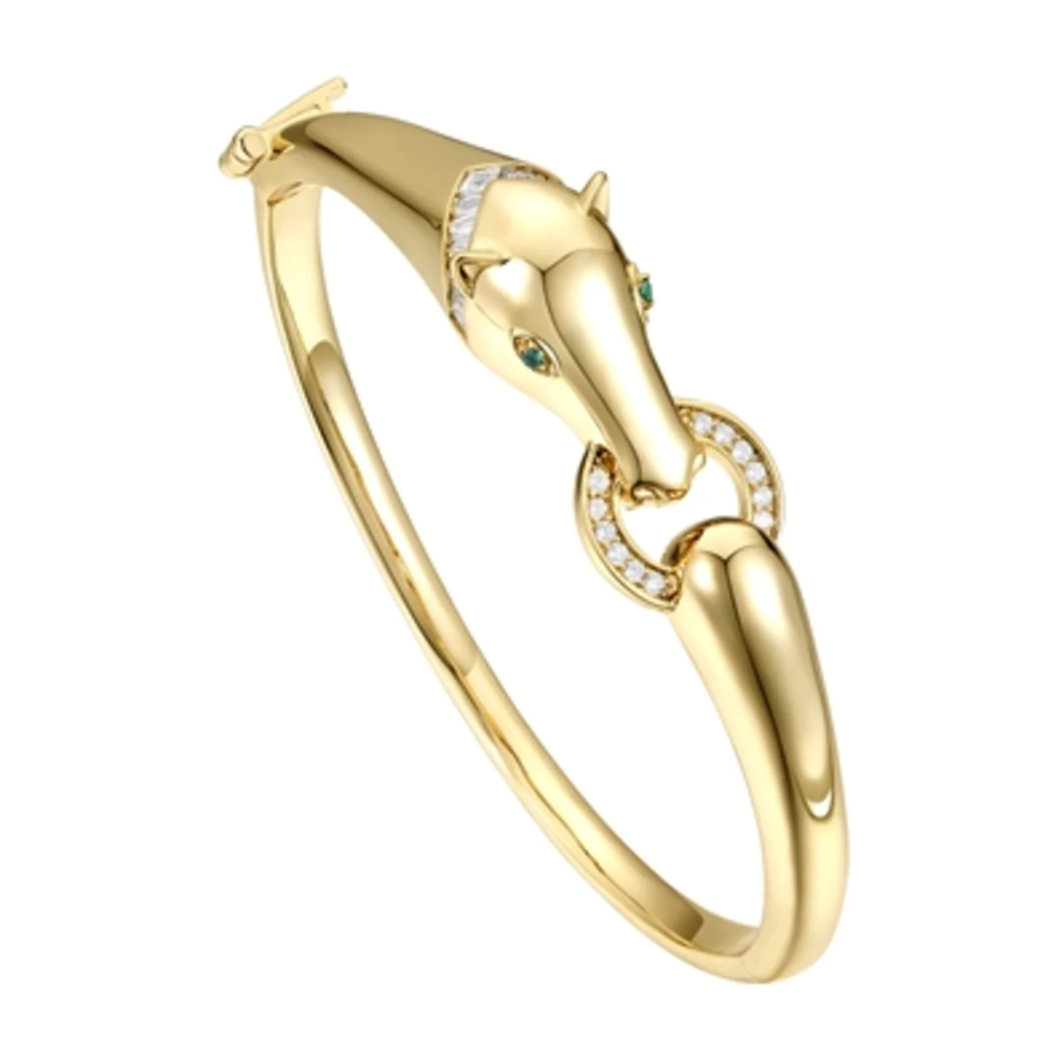 14K YELLOW GOLD HORSE BANGLE, 7“