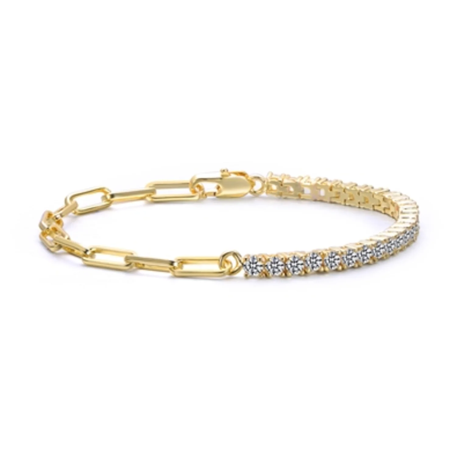 14K YELLOW GOLD CLASSIC CHAIN BRACELET, 7"