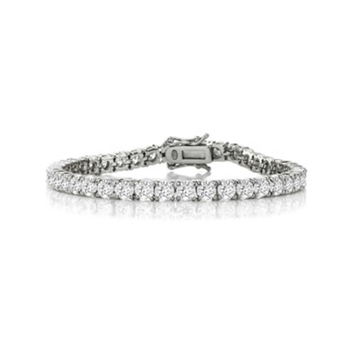 WHITE GOLD-PLATED CZ TENNIS BRACELET, 7.25