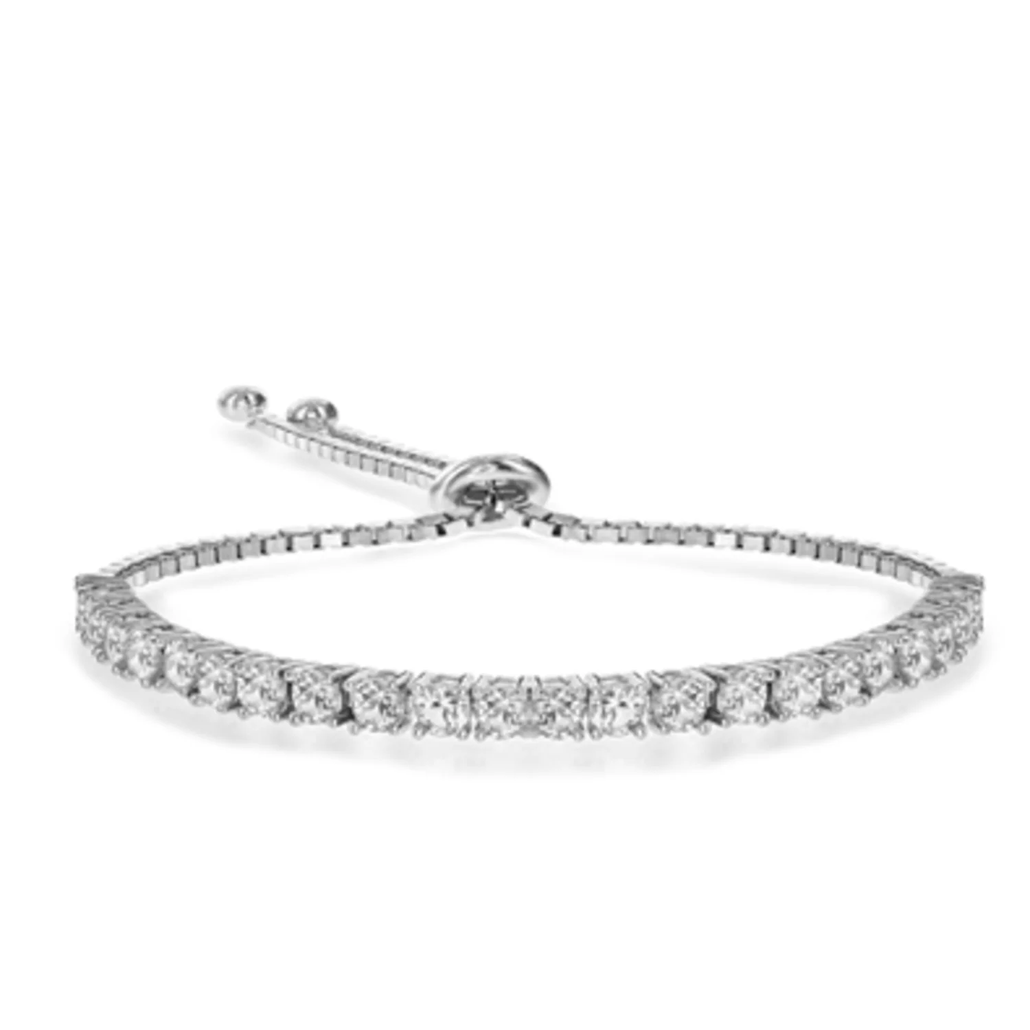 ROUND CZ BOLO ADJUSTABLE BRACELET, 7.25