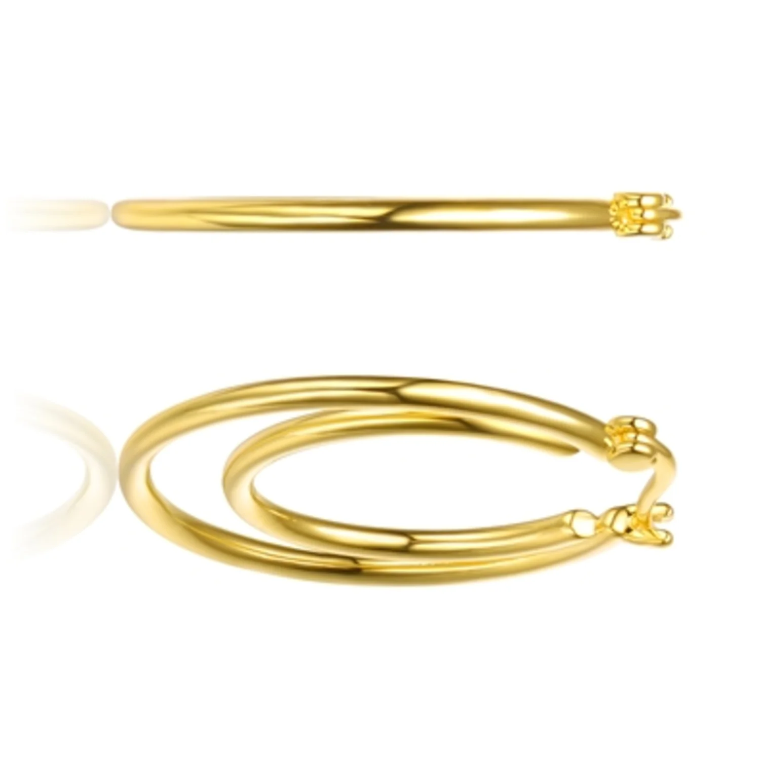 14K GOLD DOUBLE HOOP ELEGANT EARRINGS