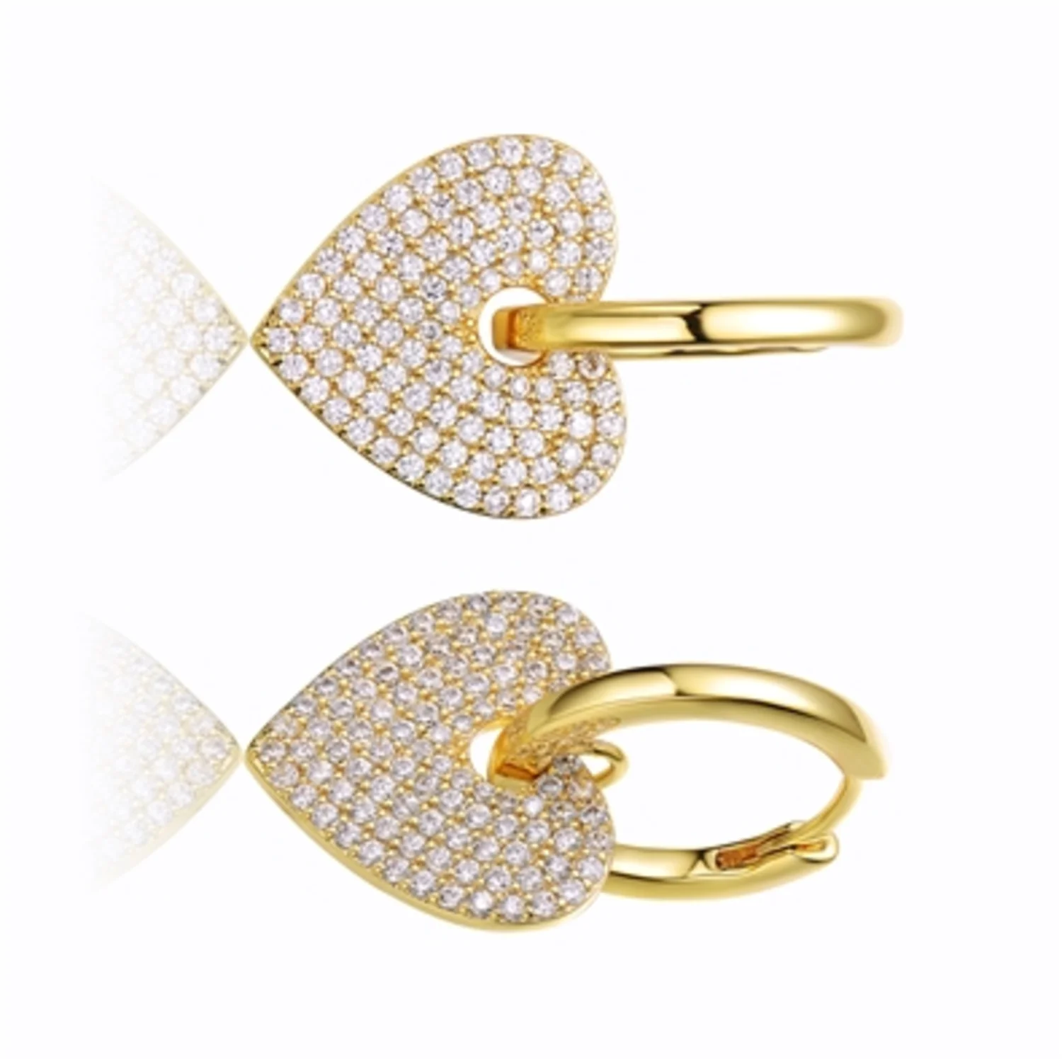 14K GOLD HEART HOOP EARRINGS