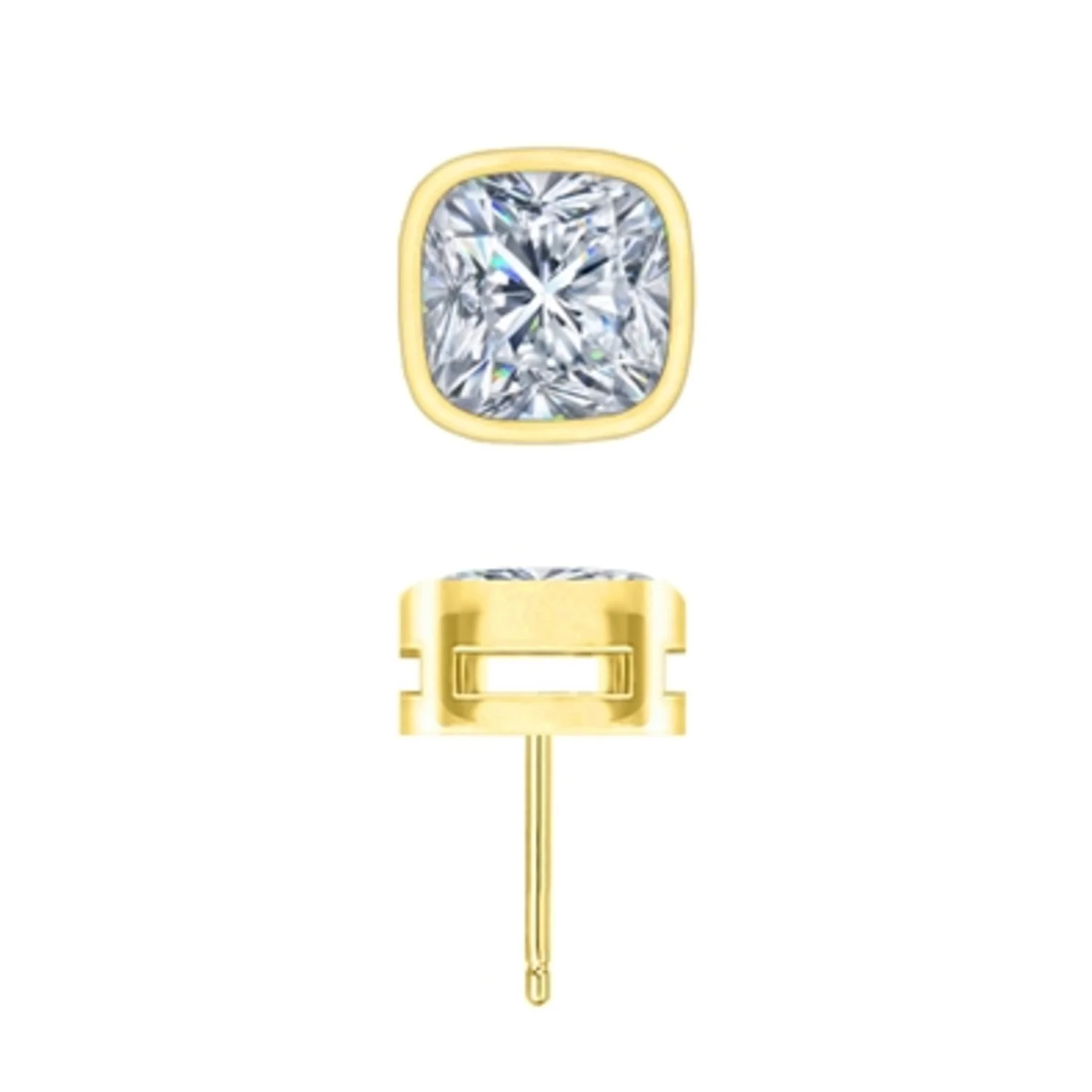 14K YELLOW GOLD SQUARE STUD EARRINGS