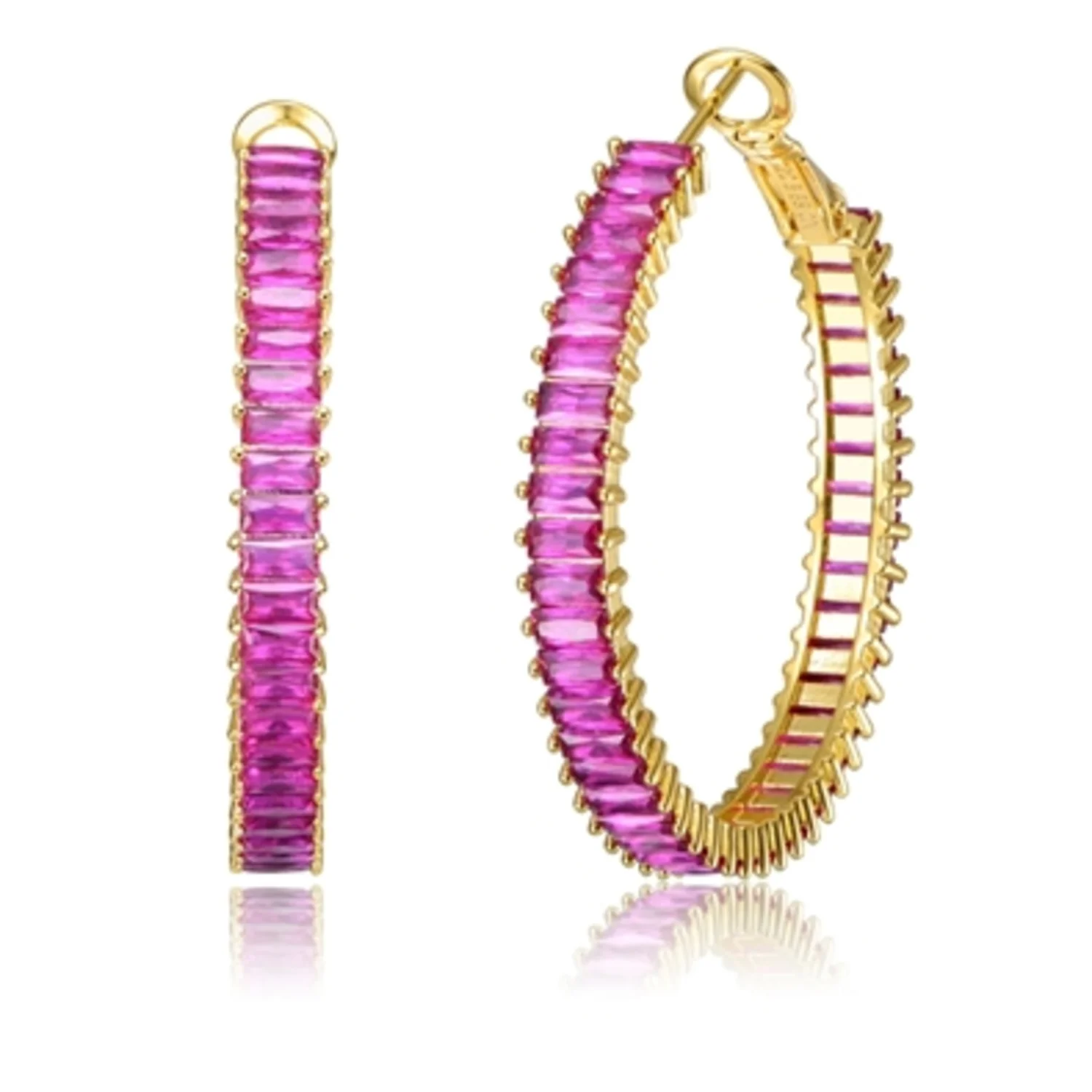14K GOLD RED HOOP EARRINGS