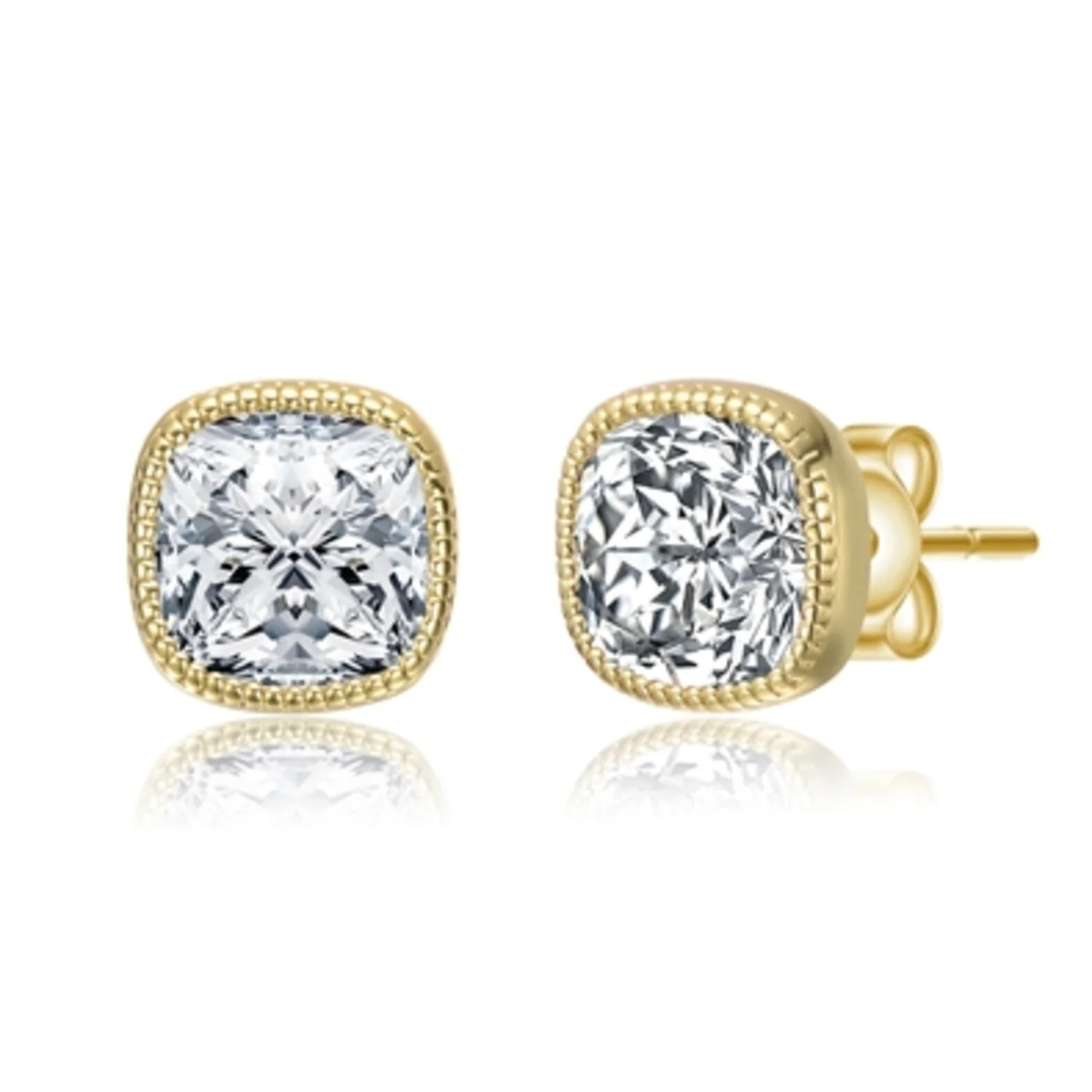 14K YELLOW GOLD SQUARE STUD EARRINGS