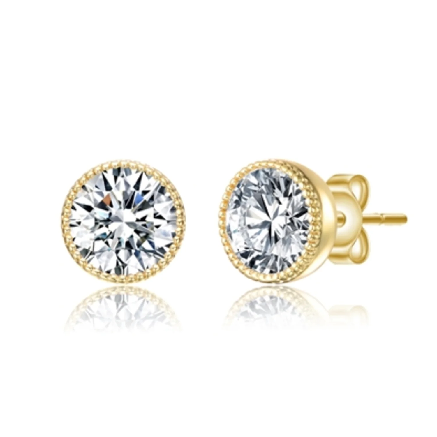 14K YELLOW GOLD ROUND STUD EARRINGS