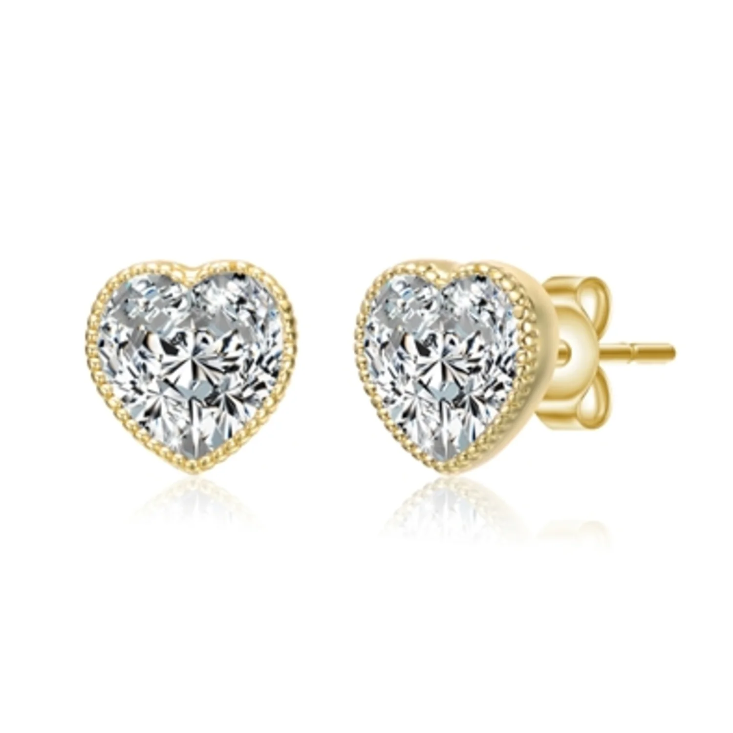 14K YELLOW GOLD HEART STUD EARRINGS