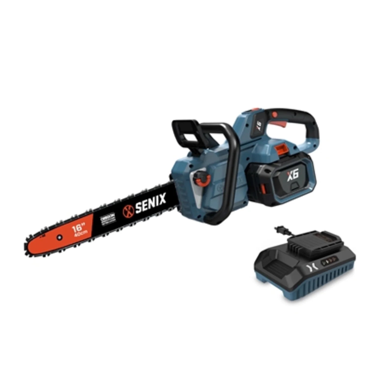 60V 16IN CHAINSAW W/ BATTERY AND CHARGER, 16"