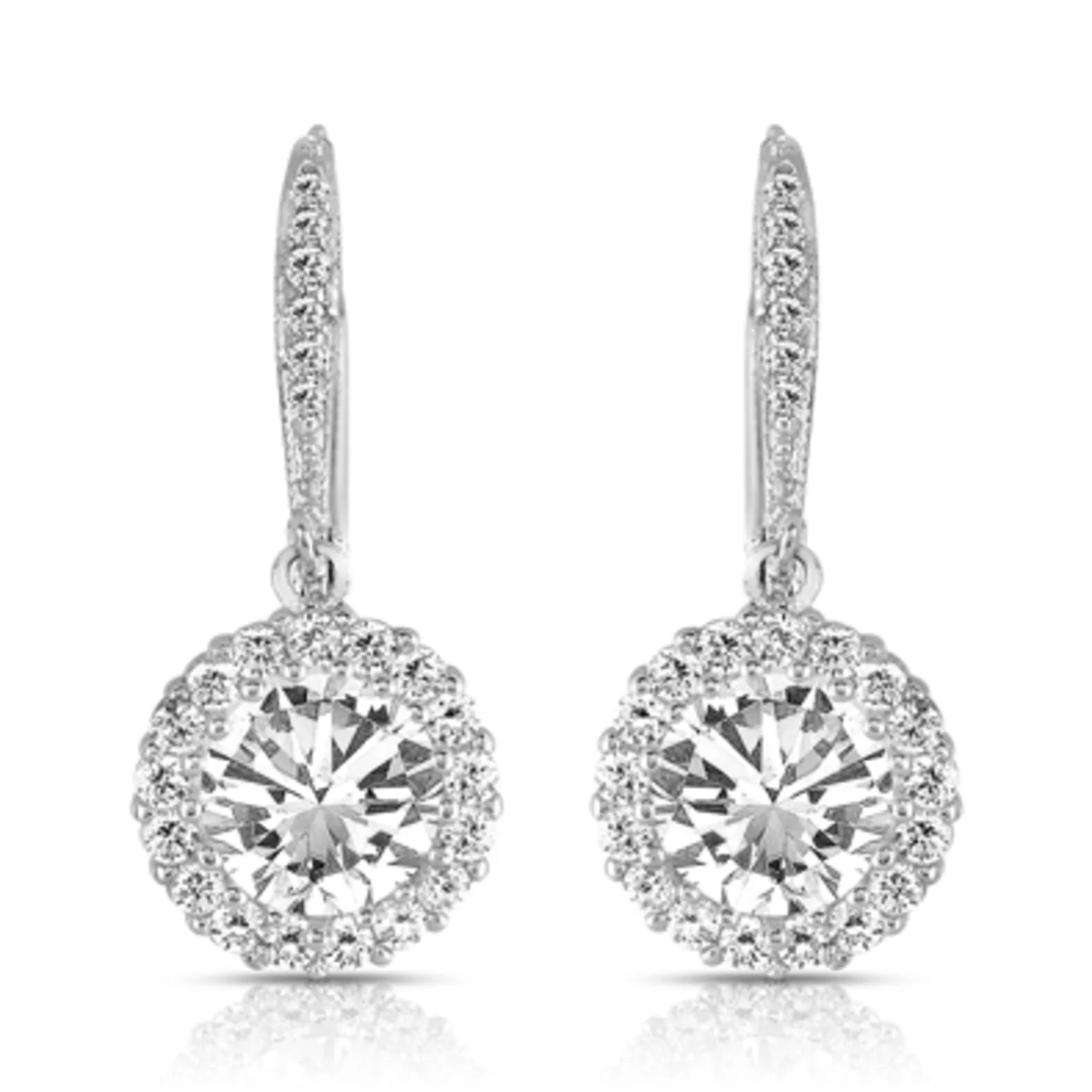 RHODIUM PLATED ROUND DROP EURO EARRINGS, 1.25