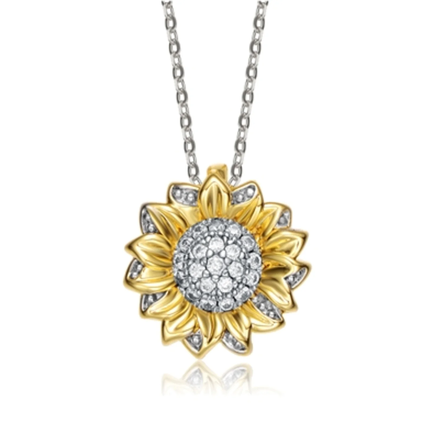 14K YELLOW GOLD CLASSIC FLOWER NECKLACE, 18"
